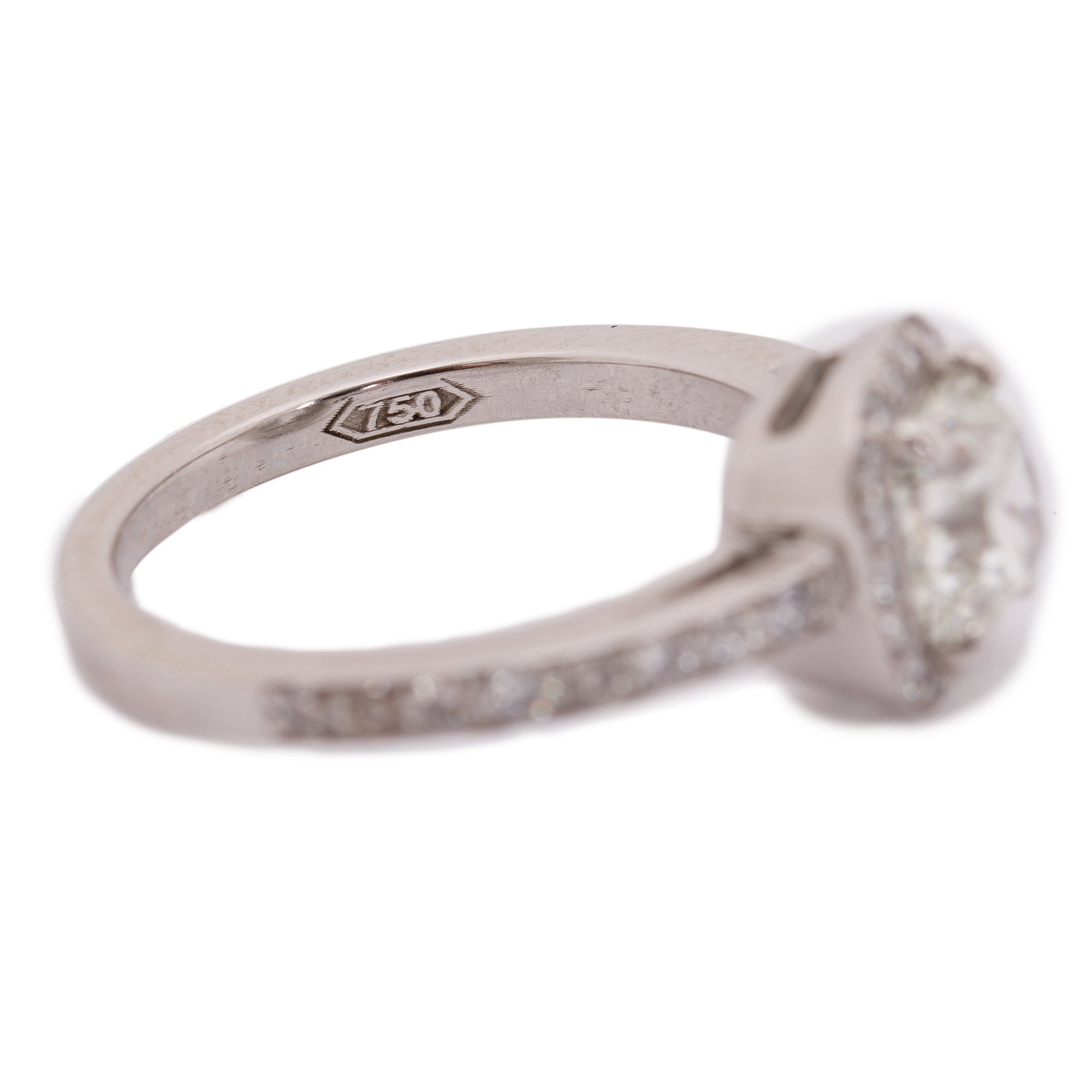 18k White Gold 1.21 ct. Cushions Cut Diamond Engagement Ring