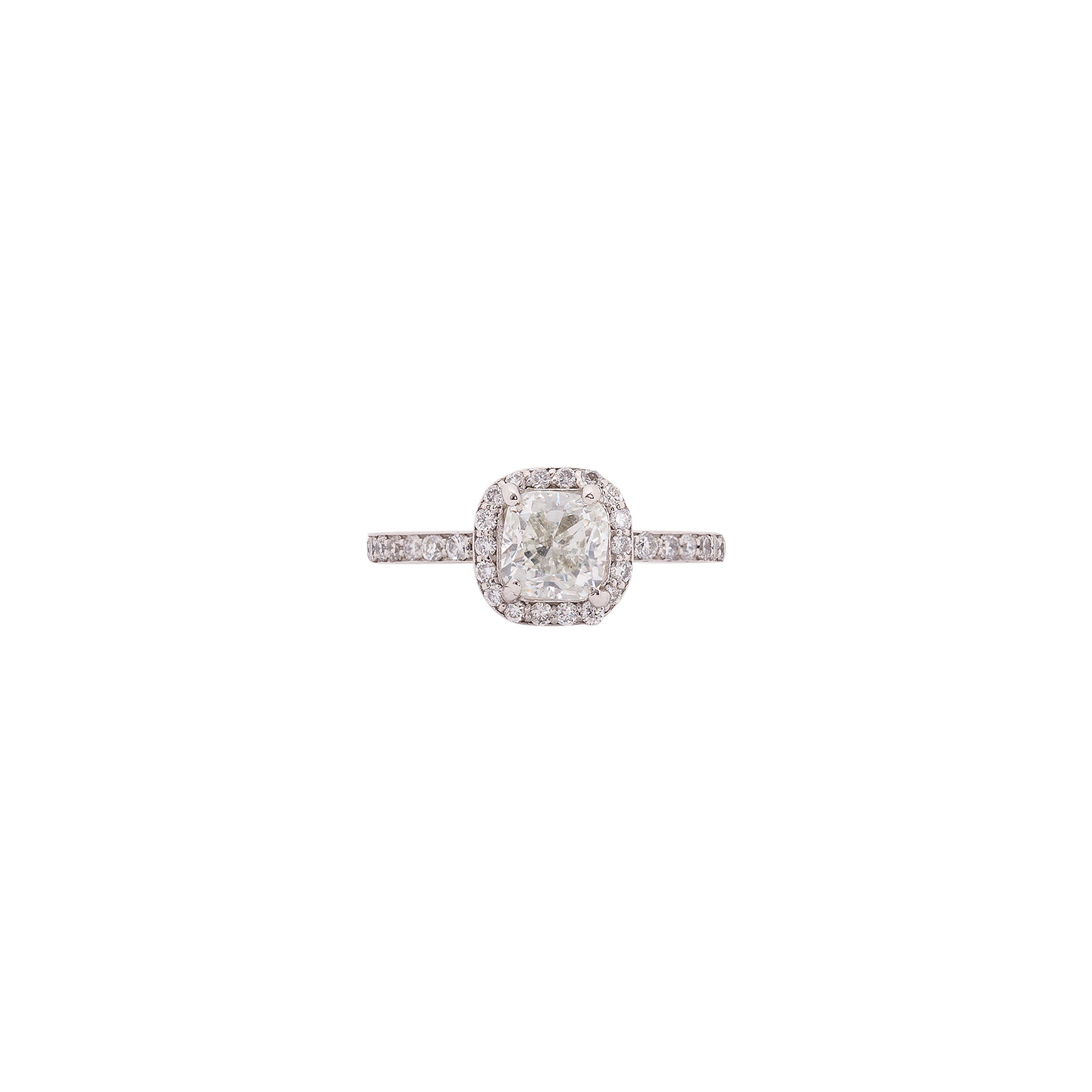 18k White Gold 1.21 ct. Cushions Cut Diamond Engagement Ring