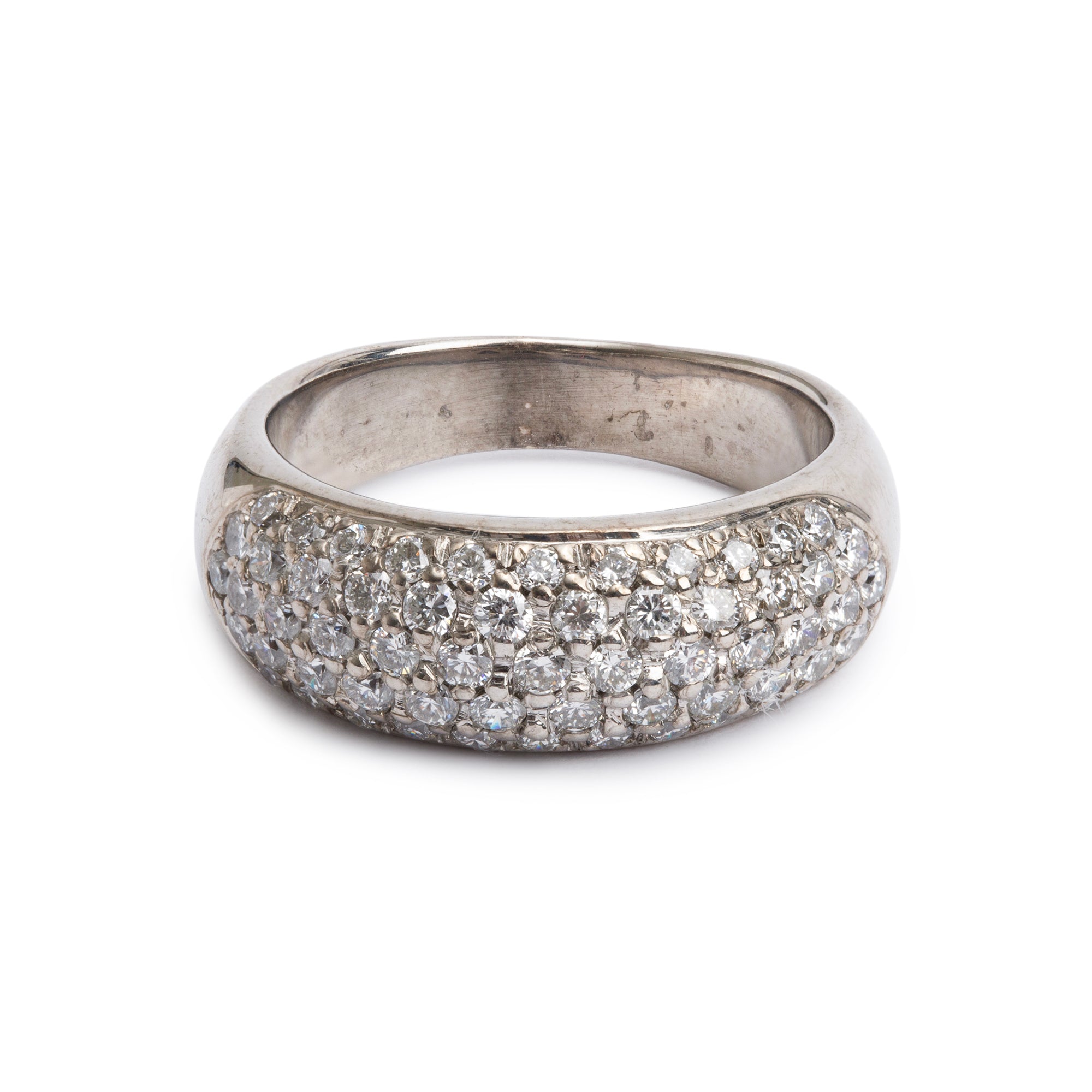 18k White Gold 1.25 tcw. Pave Diamond Band Ring, Size 8
