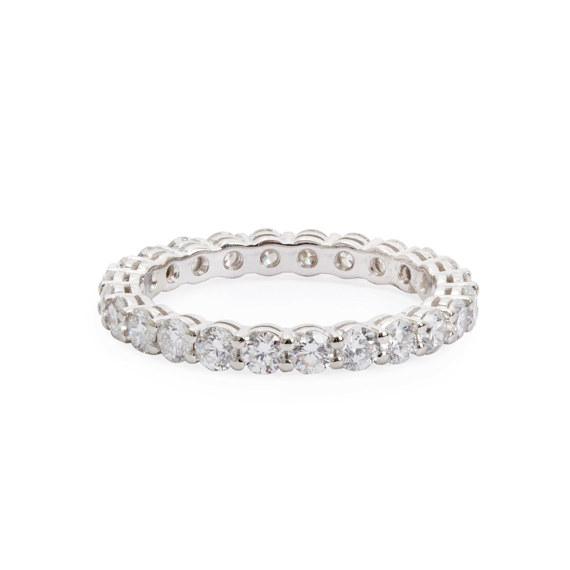 18k White Gold 1.49 tcw. Diamond Eternity Band, Size 6