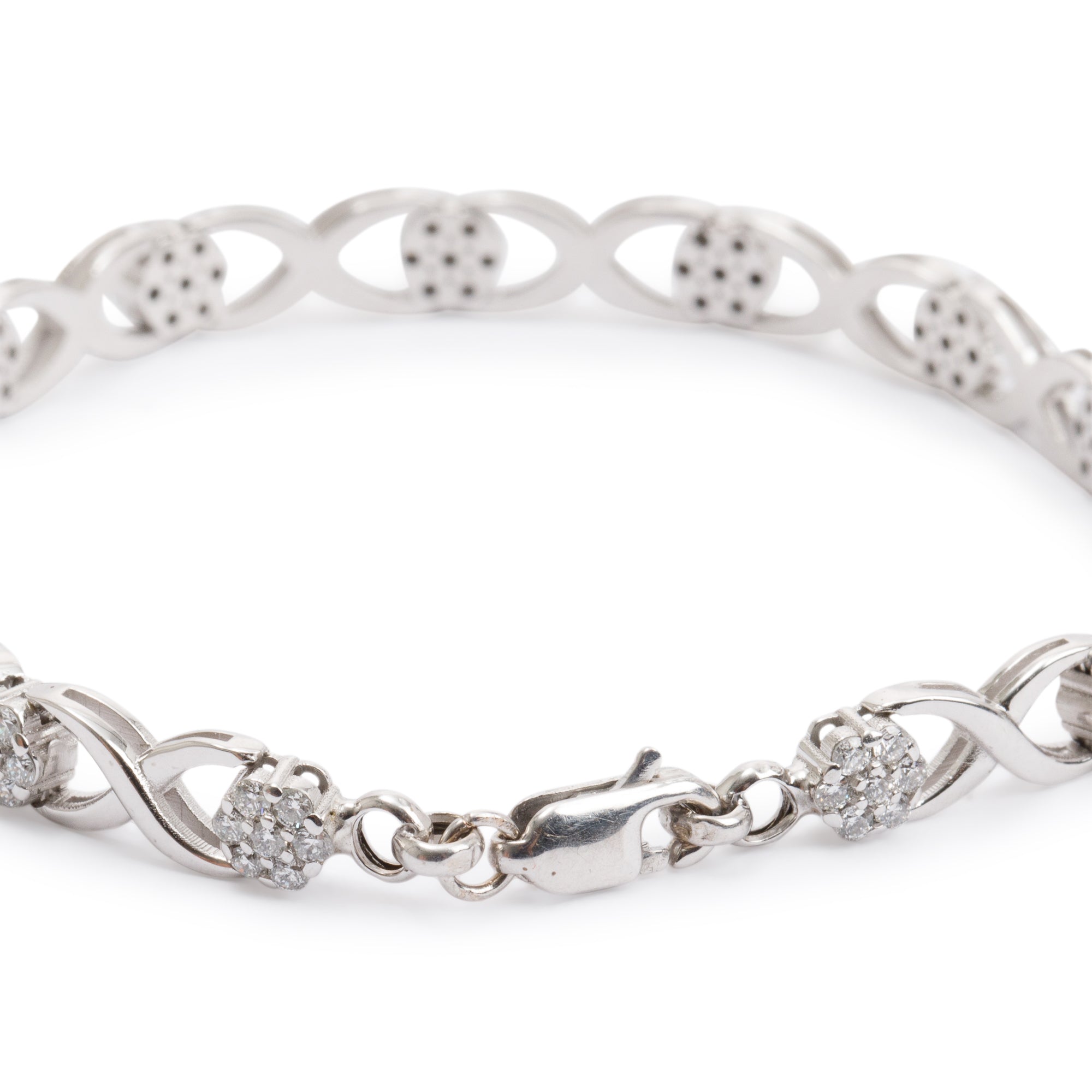 18k White Gold 1.82 tcw. Diamond Link Bracelet