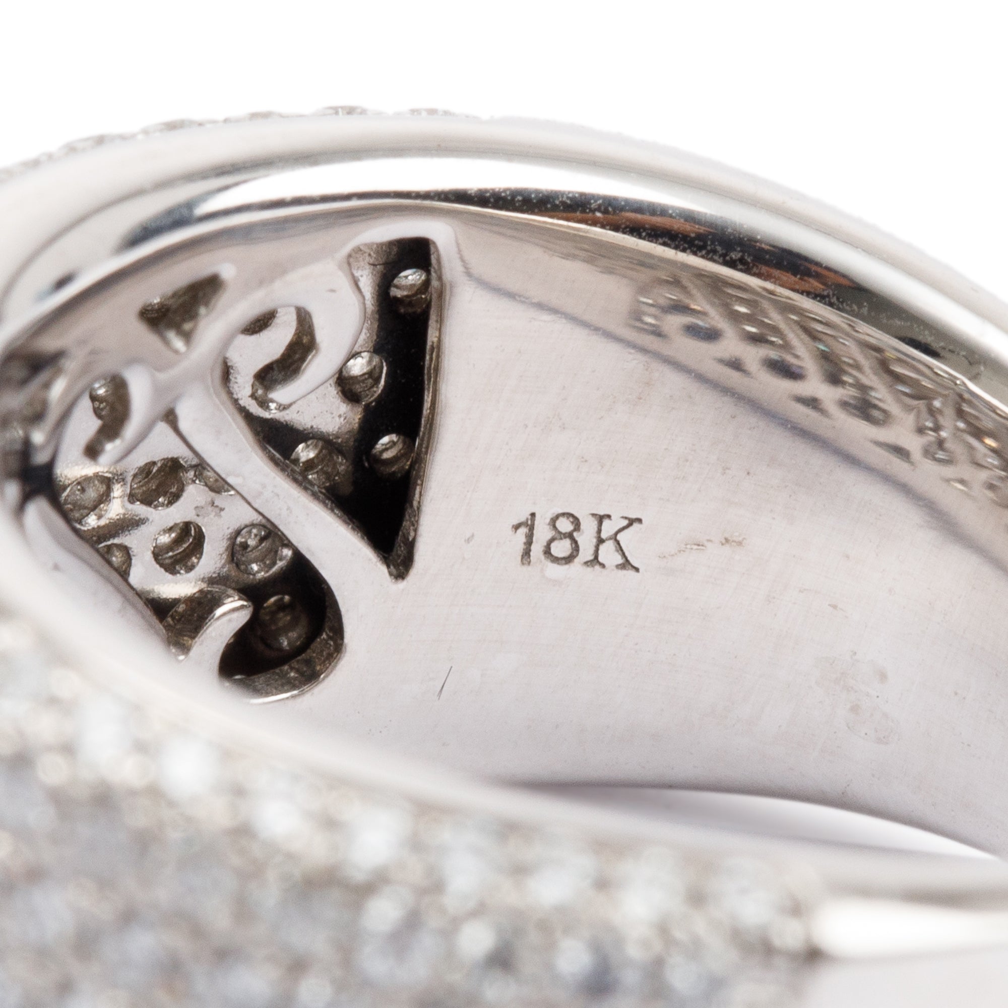 18k White Gold 1.89 tcw. Pave Diamond Wide Band Ring, Size 6