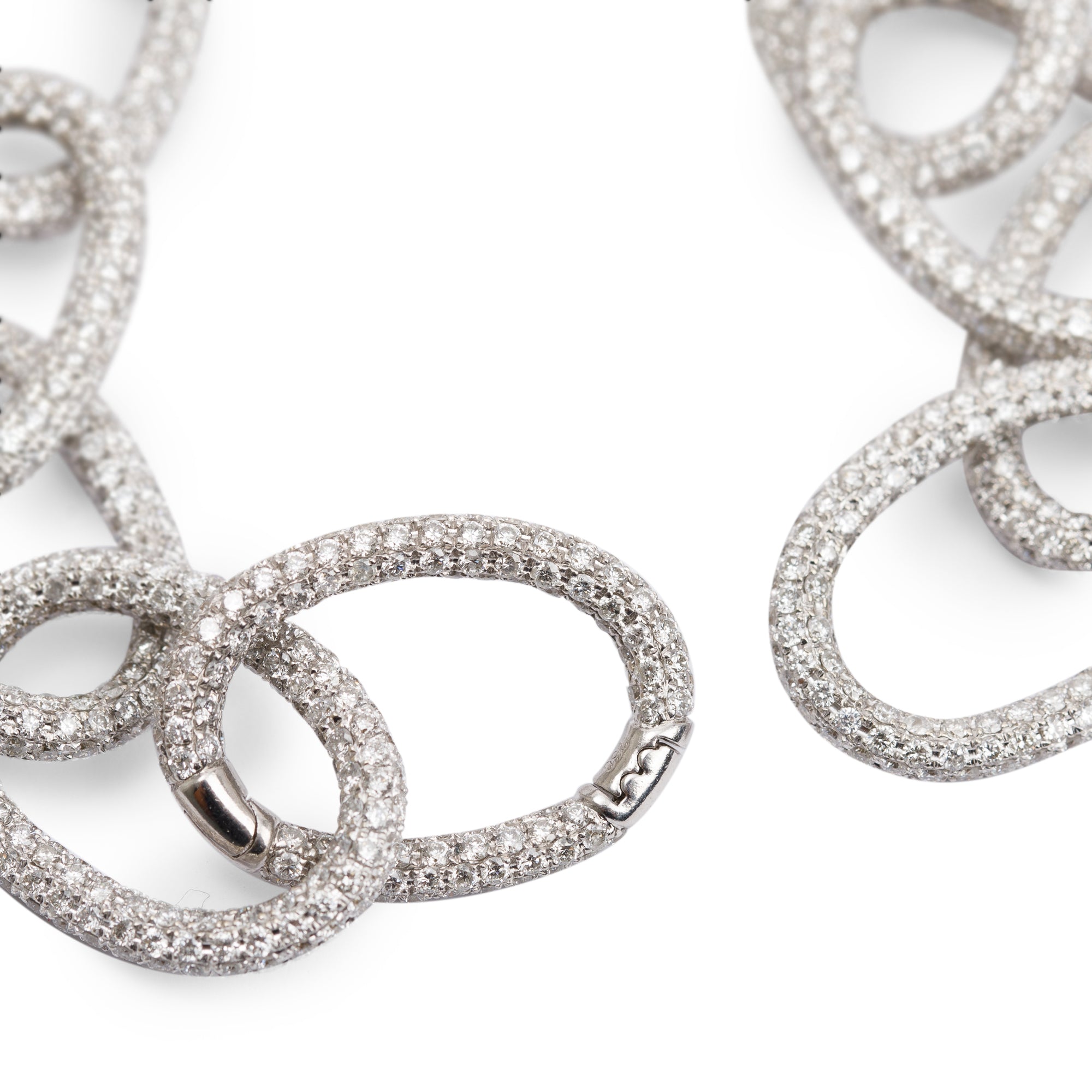 18k White Gold 25.17 tcw. Pave Diamond Oval Loop Link Bracelet