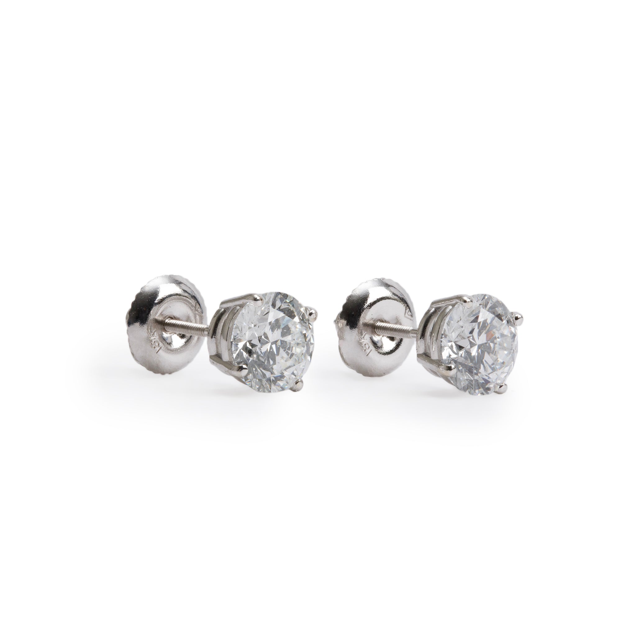 18k White Gold 2.05 tcw. Diamond Stud Earrings