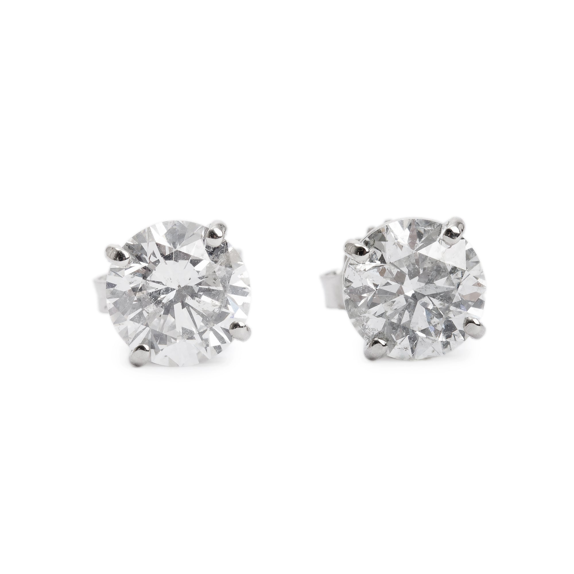 18k White Gold 2.98 tcw. Diamond Stud Earrings