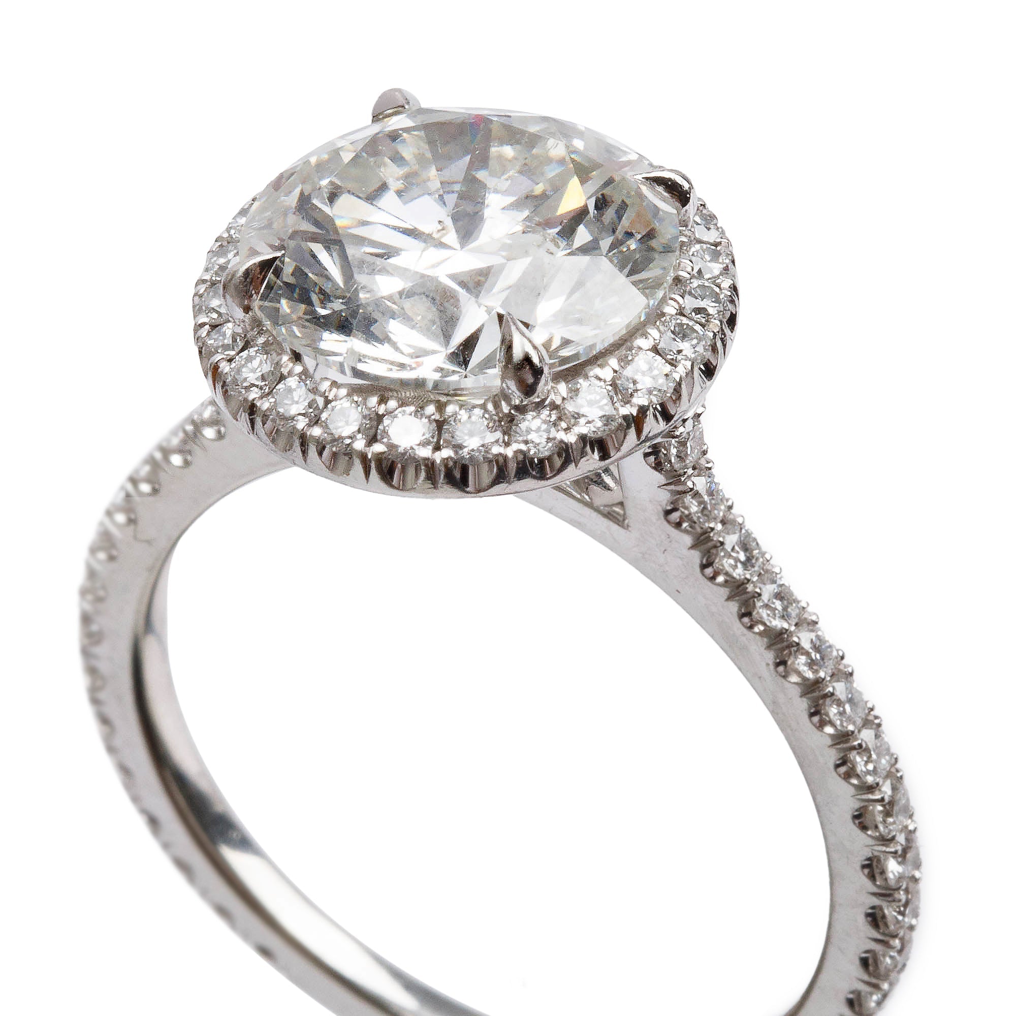 18k White Gold 3.77 tcw. Diamond Halo Top Engagement Ring, 6.25