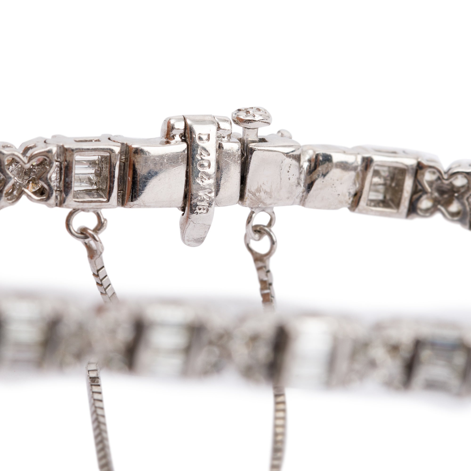18k White Gold 4.04 tcw. Baguette & Round Diamond Tennis Bracelet