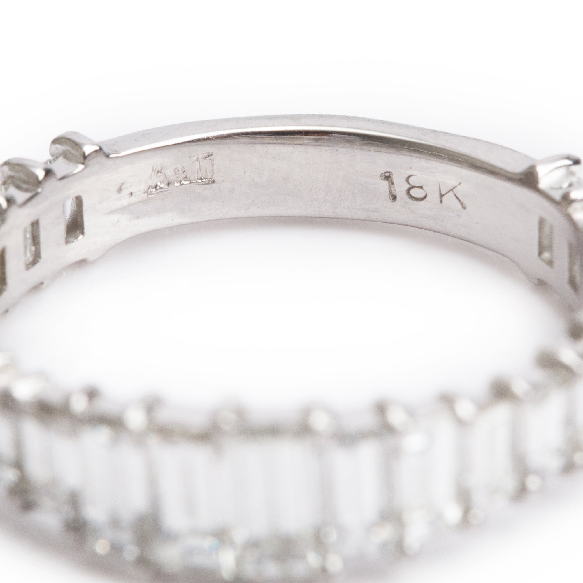 18k White Gold Baguette Diamond Band Ring, Size 6.25