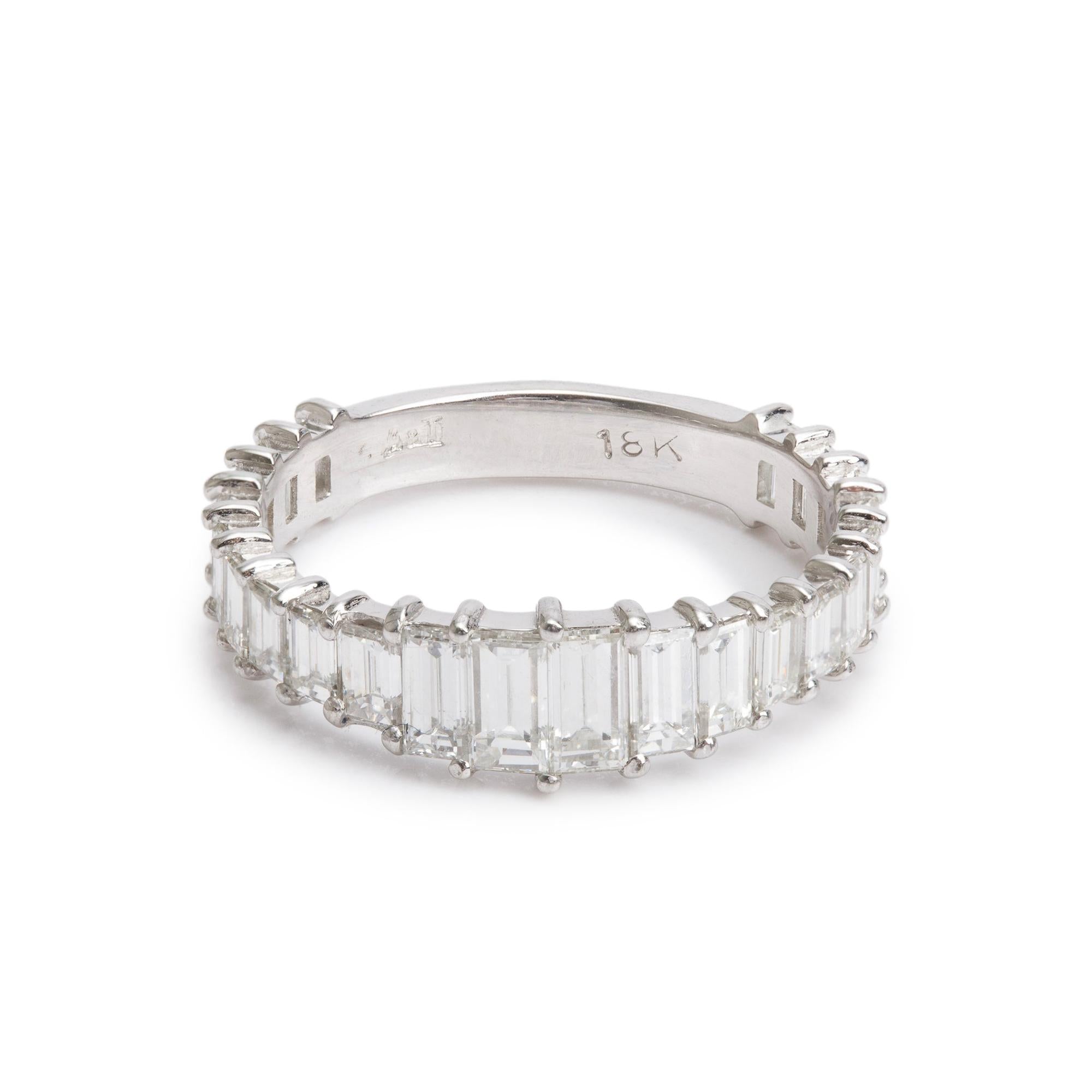 18k White Gold Baguette Diamond Band Ring, Size 6.25