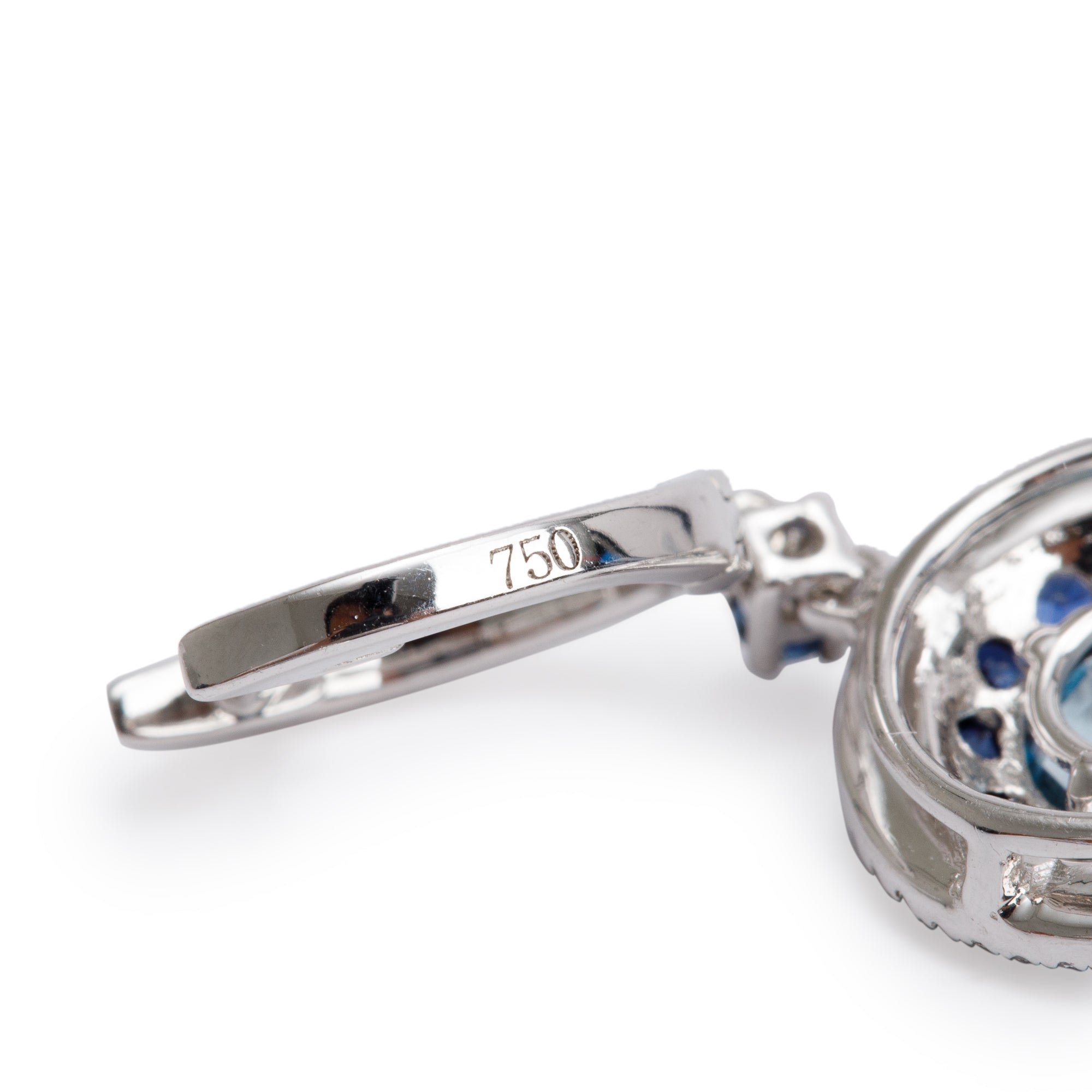 18k White Gold Blue Sapphire & Diamond Drop Earrings