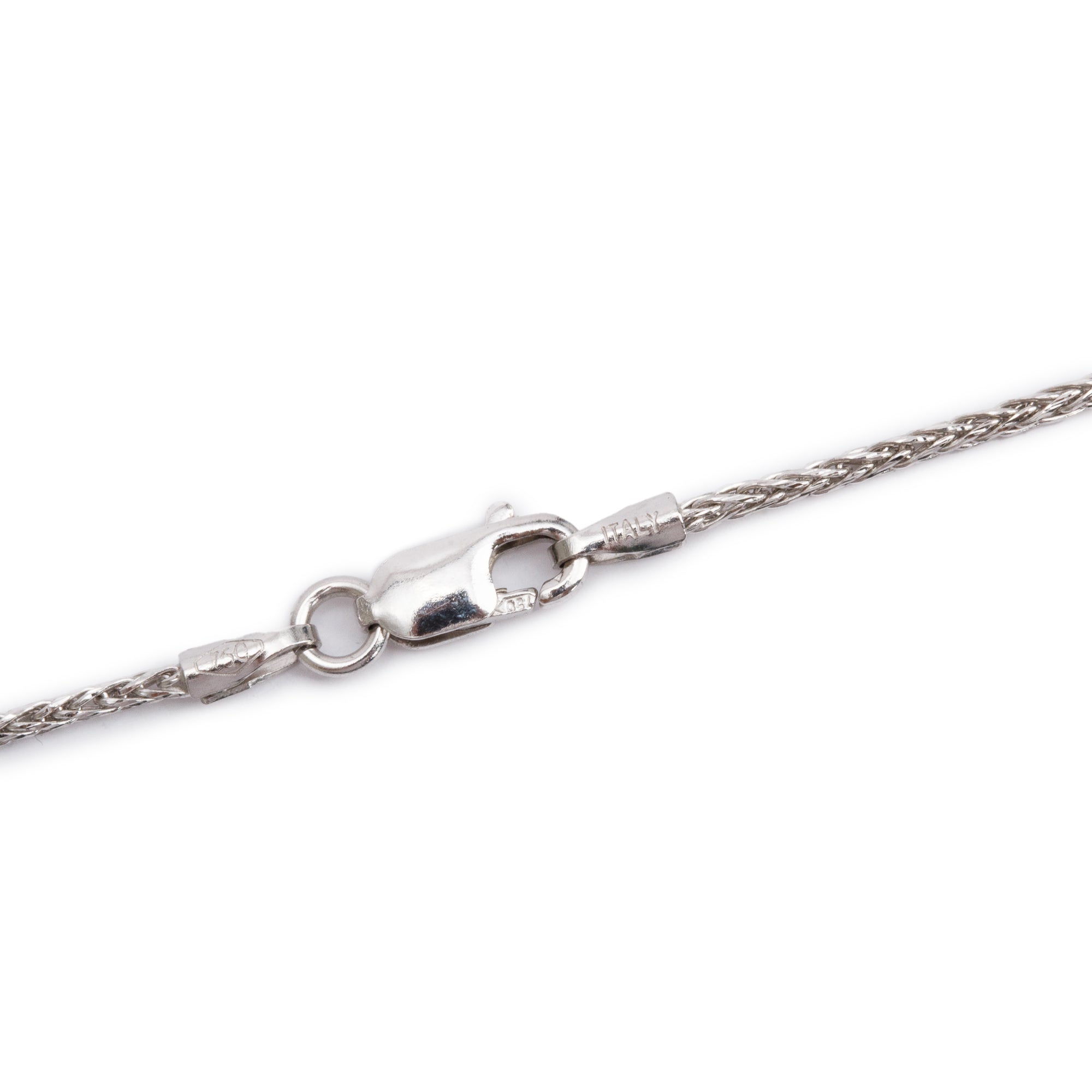 18k White Gold Blue Sapphire and Diamond Pendant Necklace