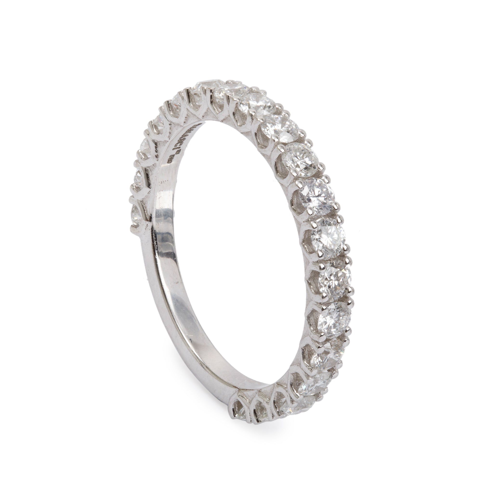 18k White Gold Diamond Band Ring, Size 8