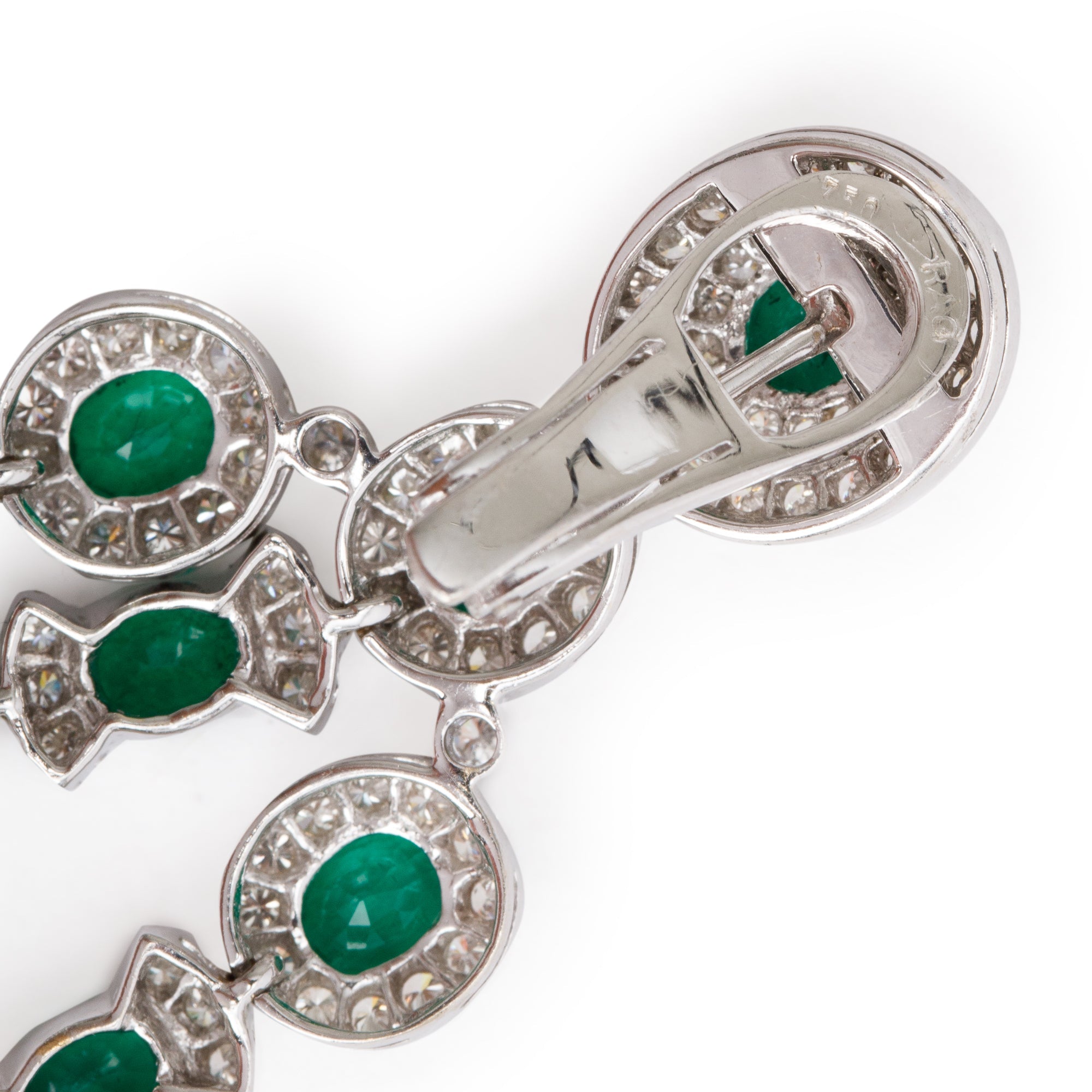 18k White Gold Emerald and Diamond Drop Earrings
