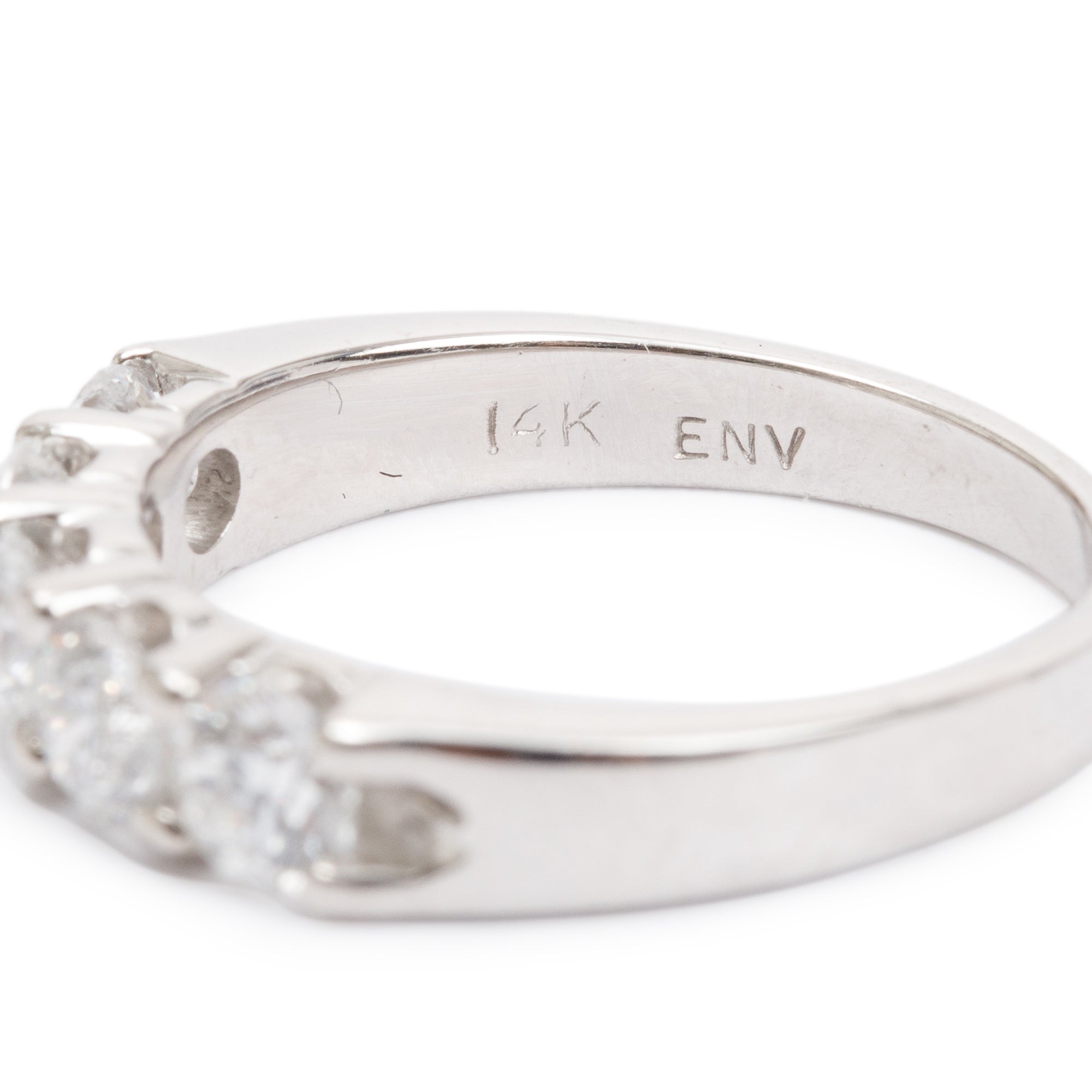 18k White Gold Five-Stone Diamond Band Ring, Size 7.75