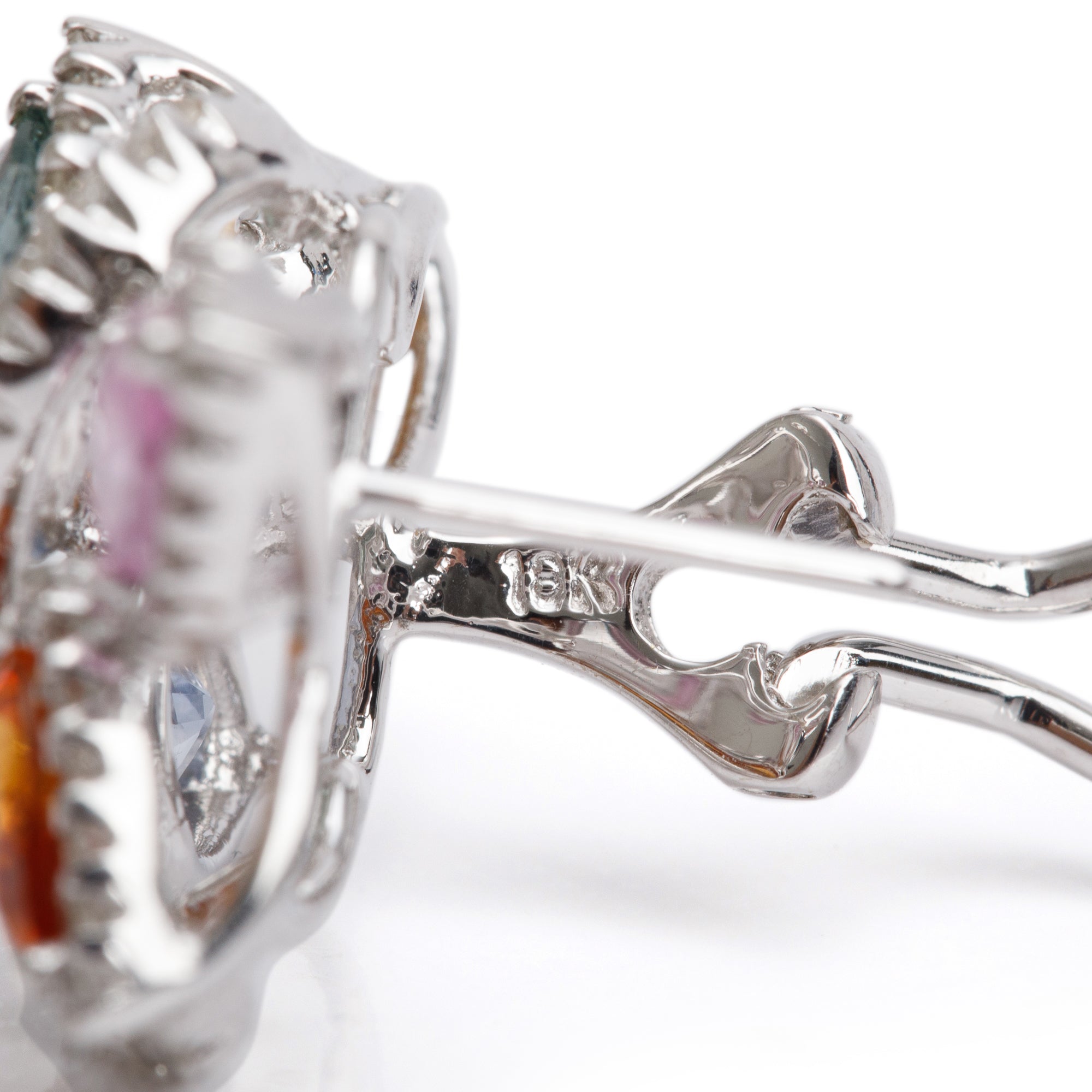 18k White Gold Multicolor Sapphire & Diamond Earrings