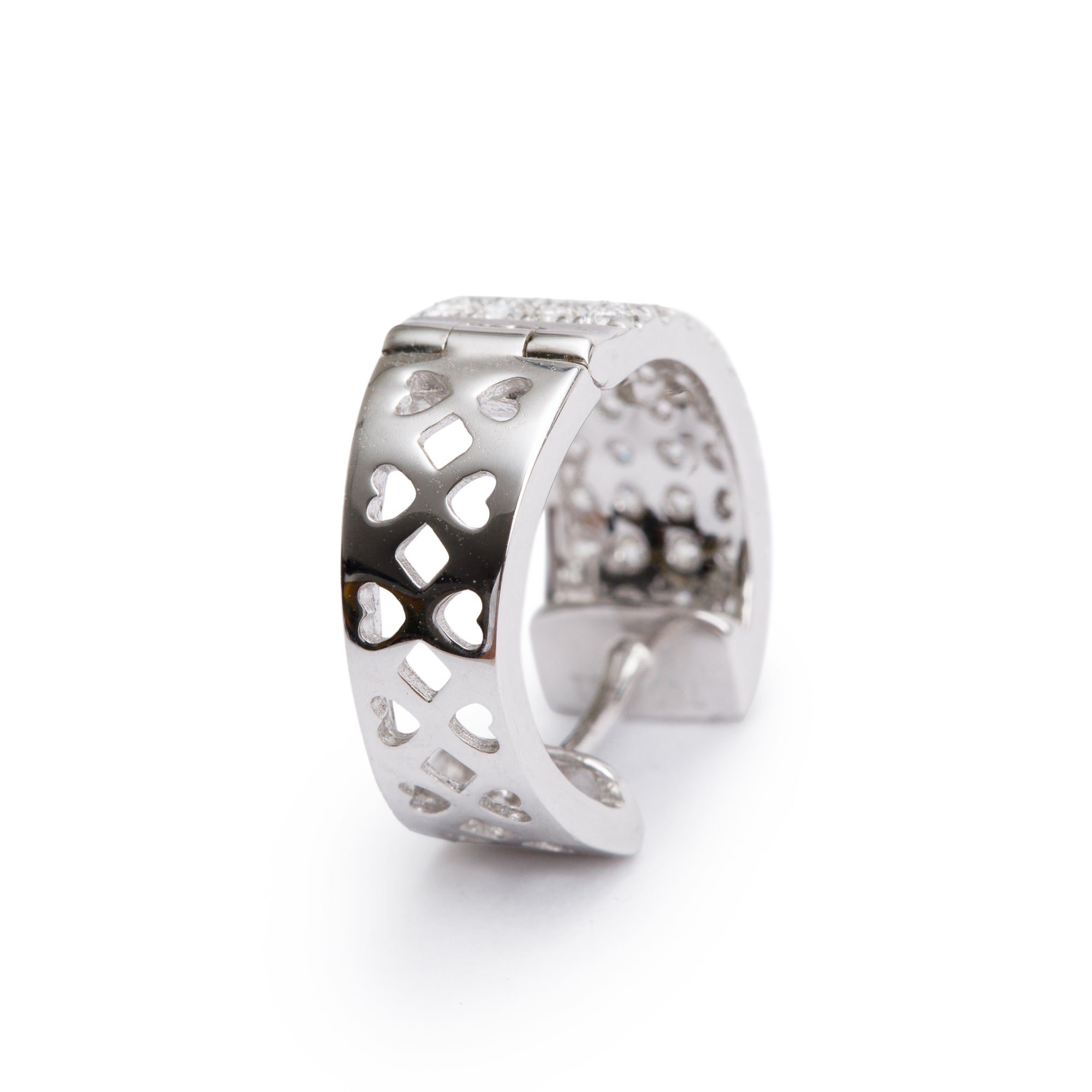 18k White Gold Pave Diamond Huggie Earrings