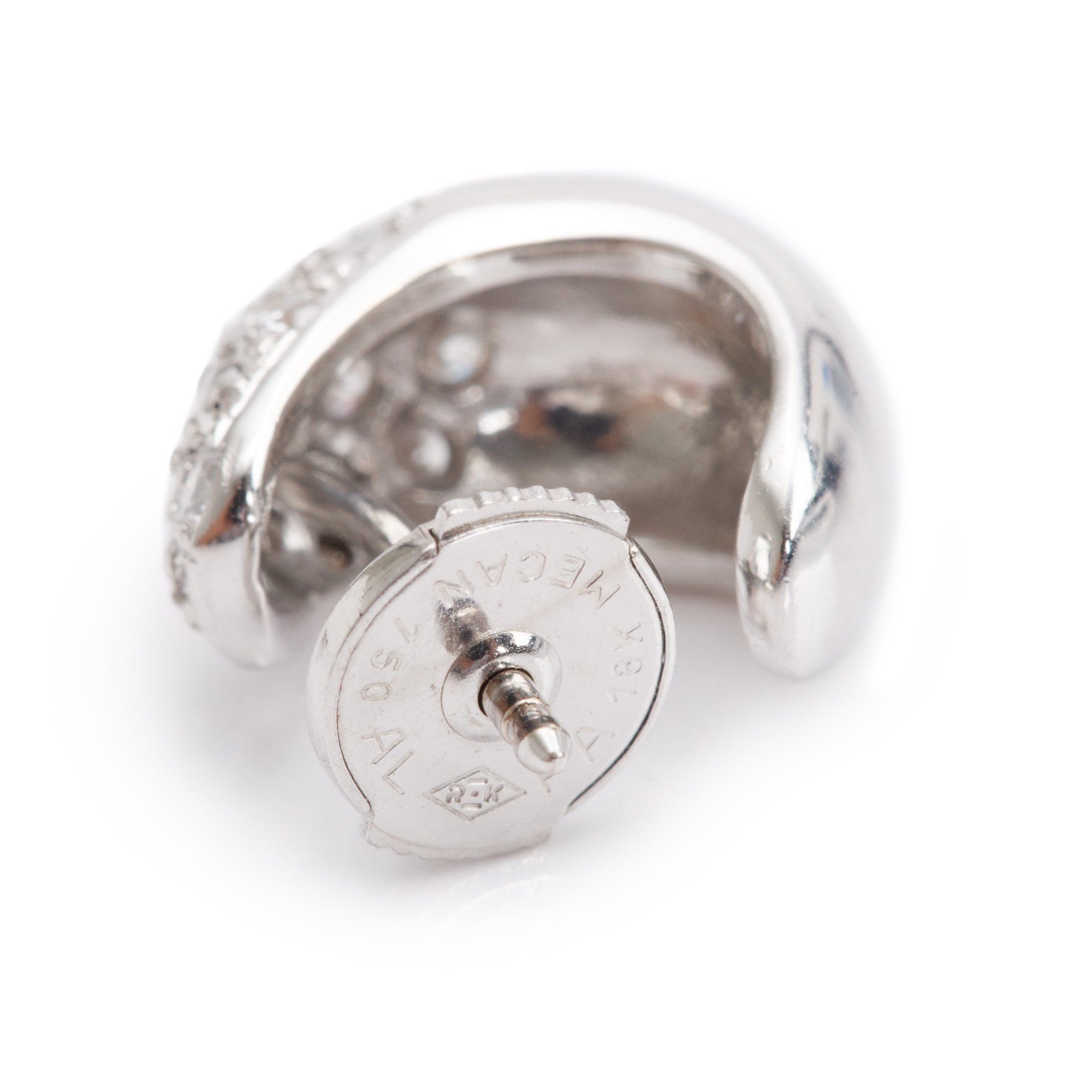 18k White Gold Pave Diamond Huggie Earrings