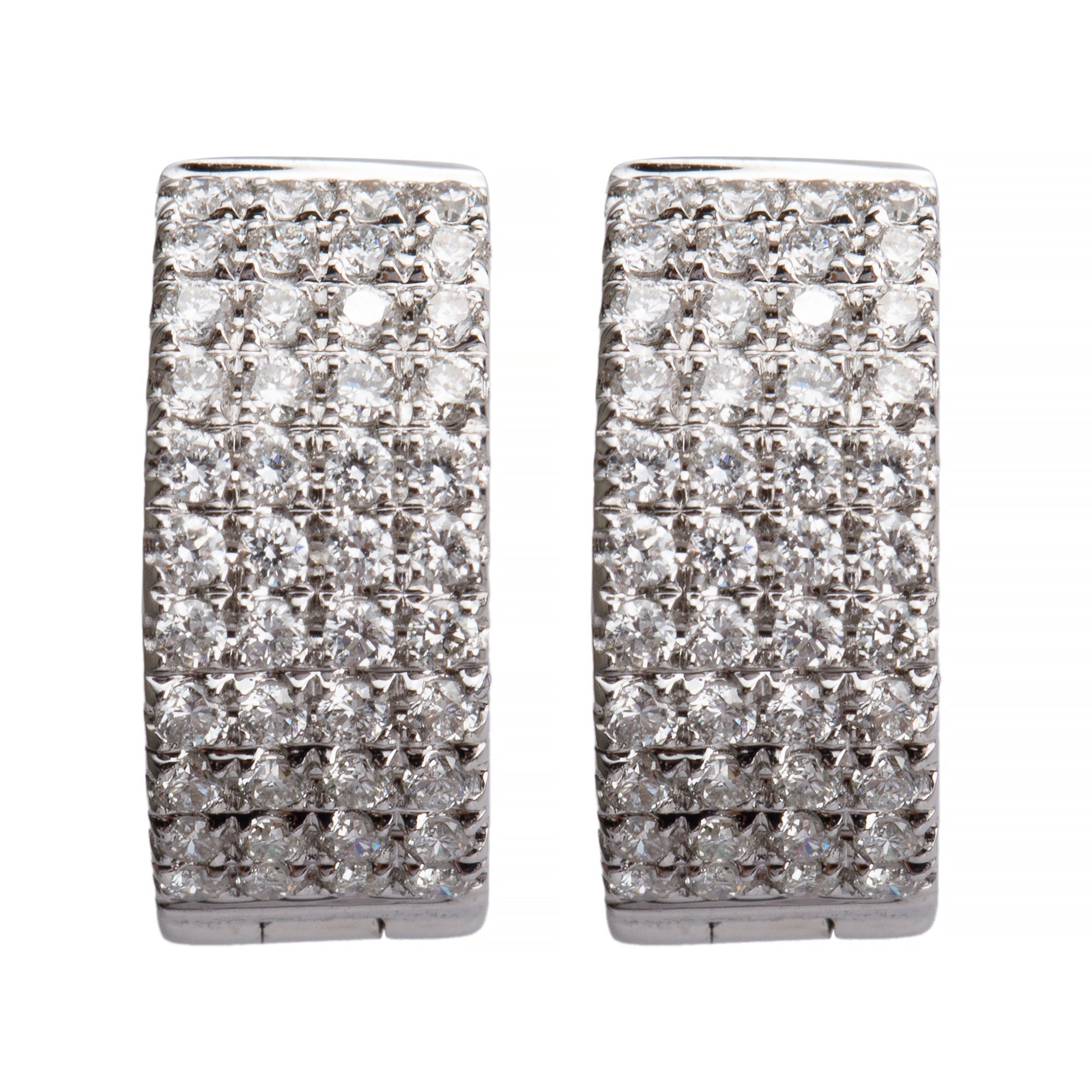 18k White Gold Pave Diamond Huggie Earrings