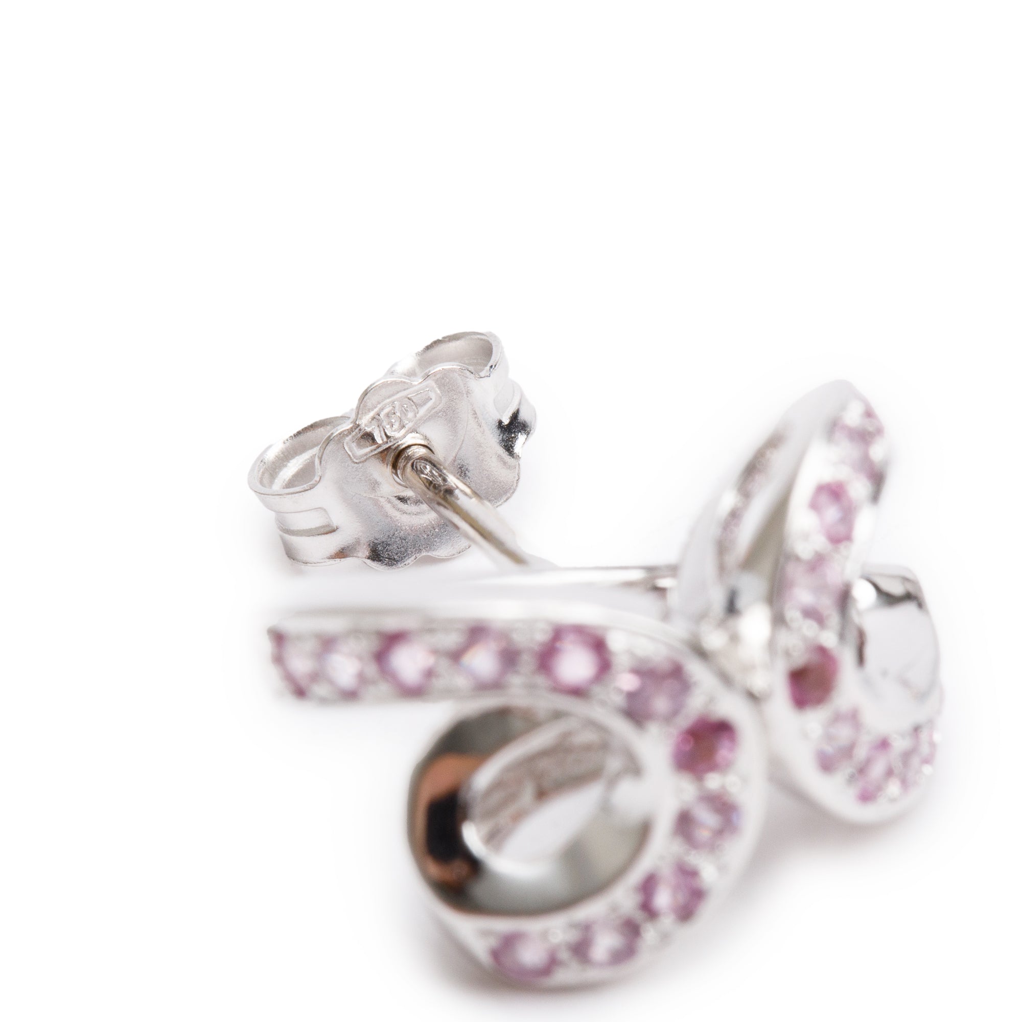 18k White Gold Pink Sapphire & Diamond Stud Earrings