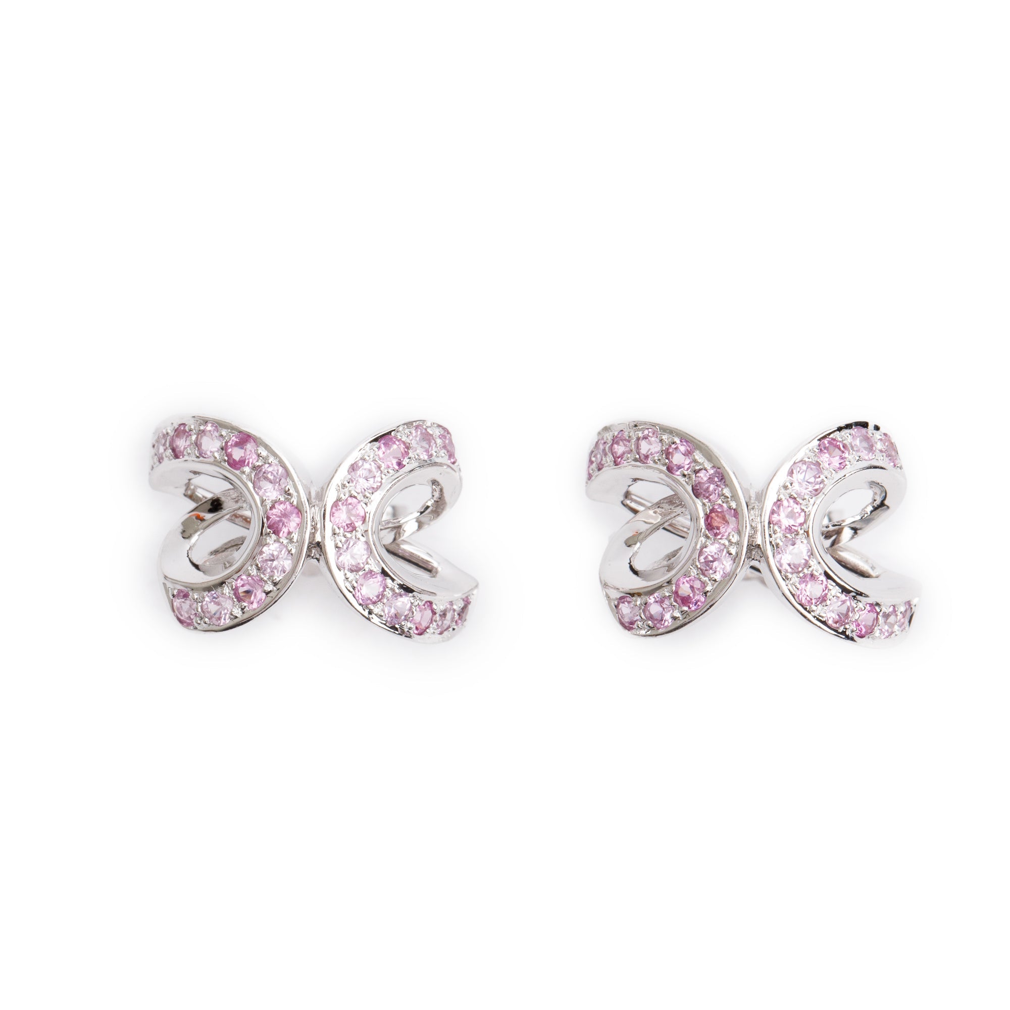 18k White Gold Pink Sapphire & Diamond Stud Earrings