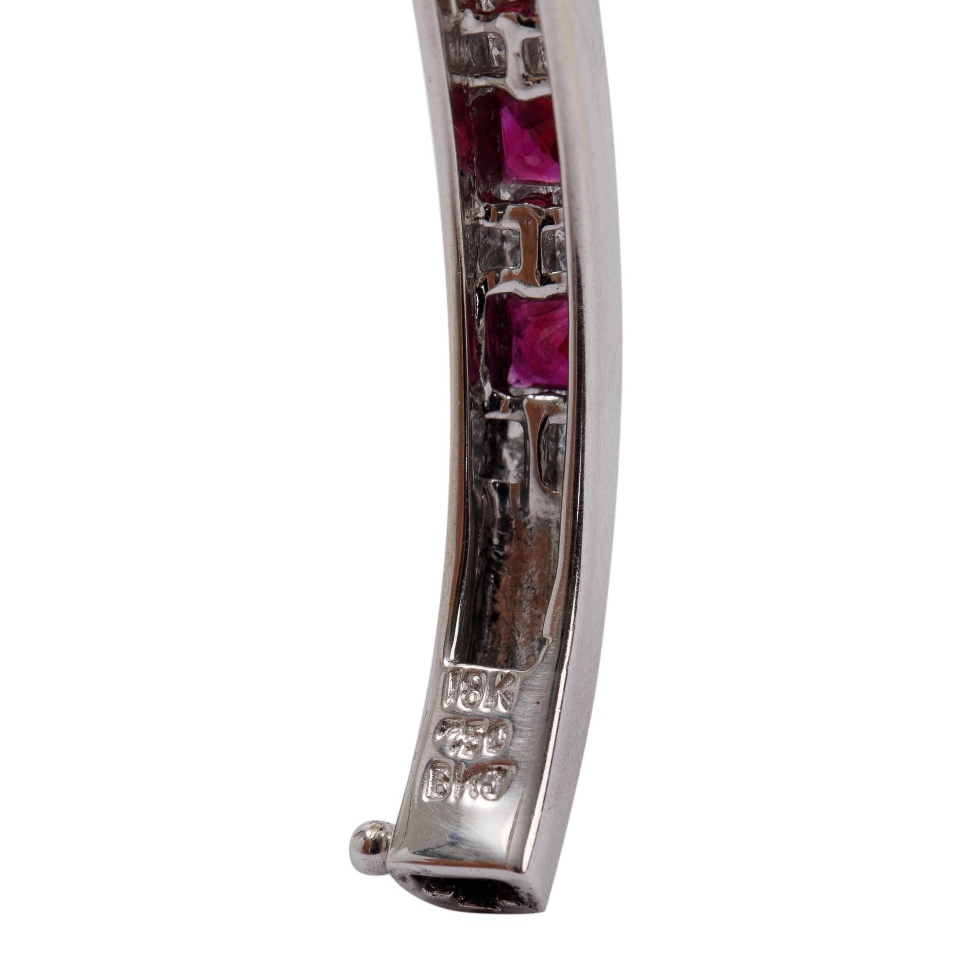 18k White Gold Ruby & Diamond Bangle Bracelet