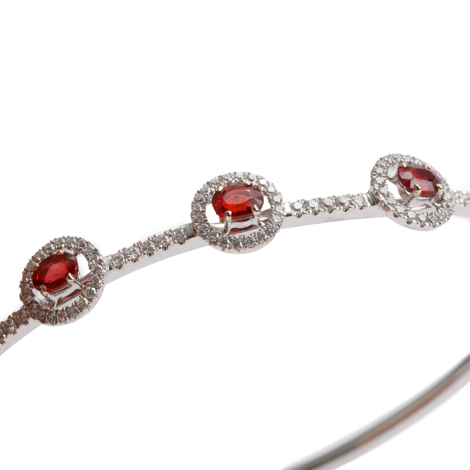 18k White Gold Ruby & Diamond Bangle Bracelet
