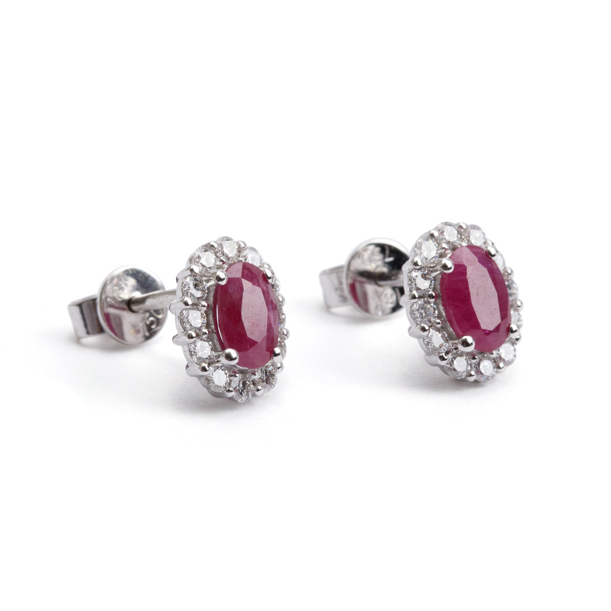 18k White Gold Ruby & Diamond Earrings