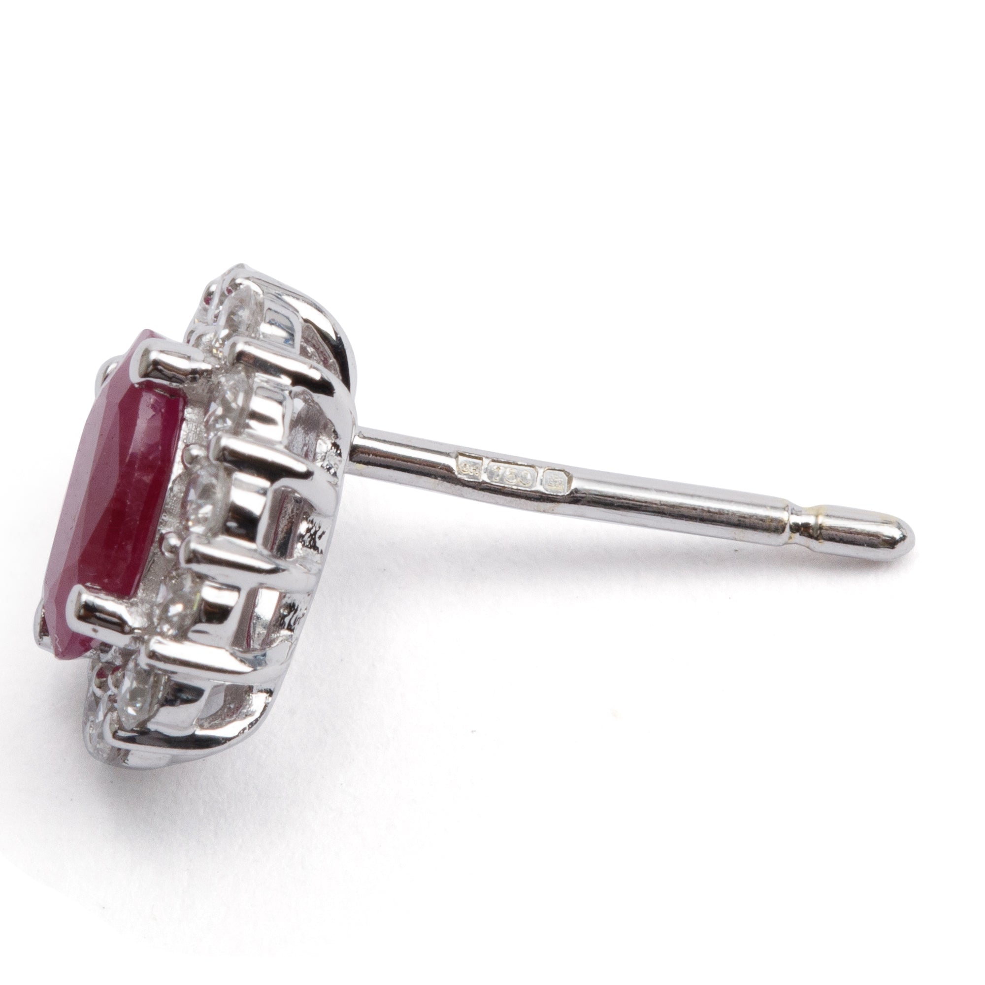 18k White Gold Ruby & Diamond Earrings
