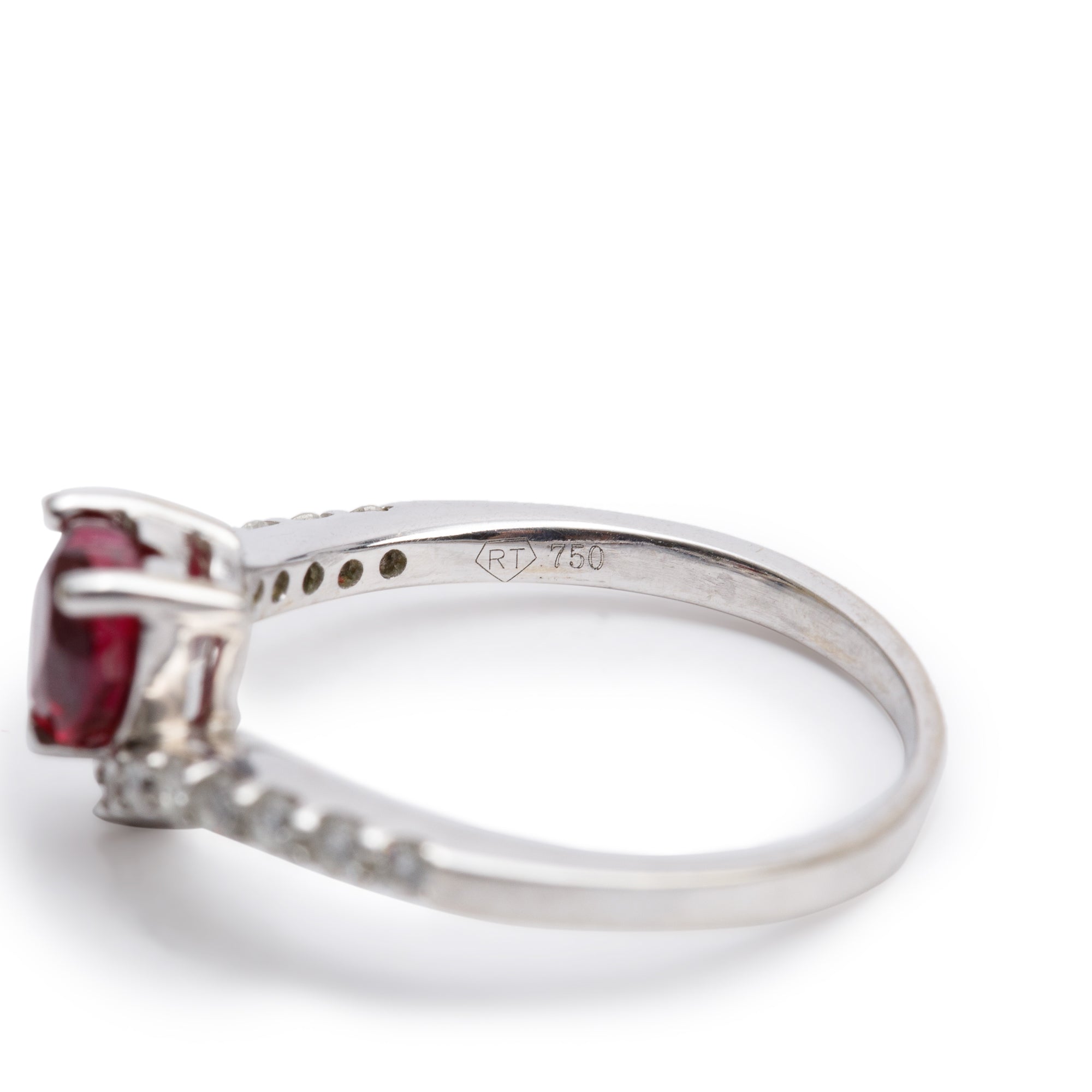 18k White Gold Ruby and Diamond Ring, Size 5.5