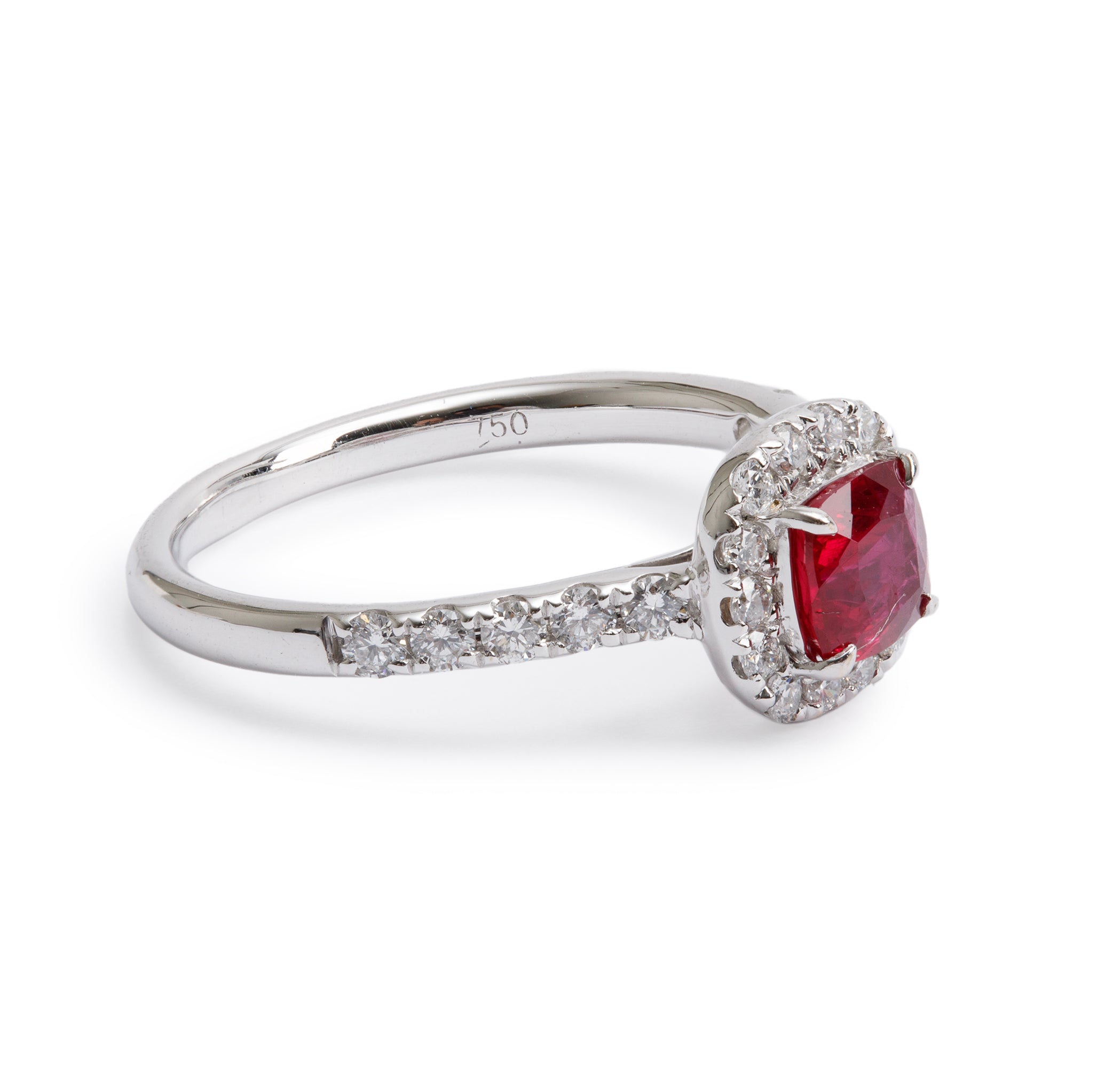18k White Gold Ruby and Diamond Ring, Size 6.25