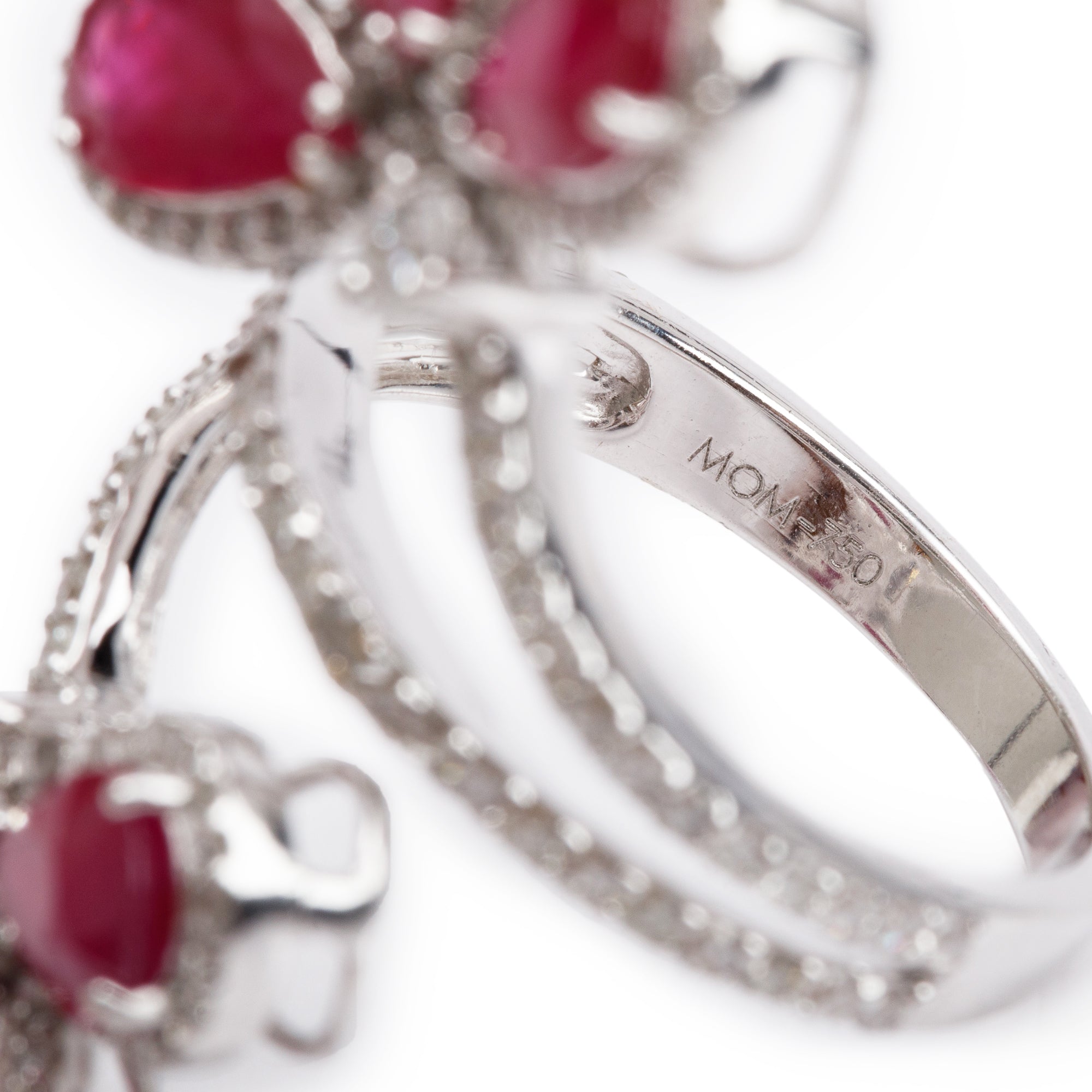 18k White Gold Ruby and Diamond Ring, Size 6.5