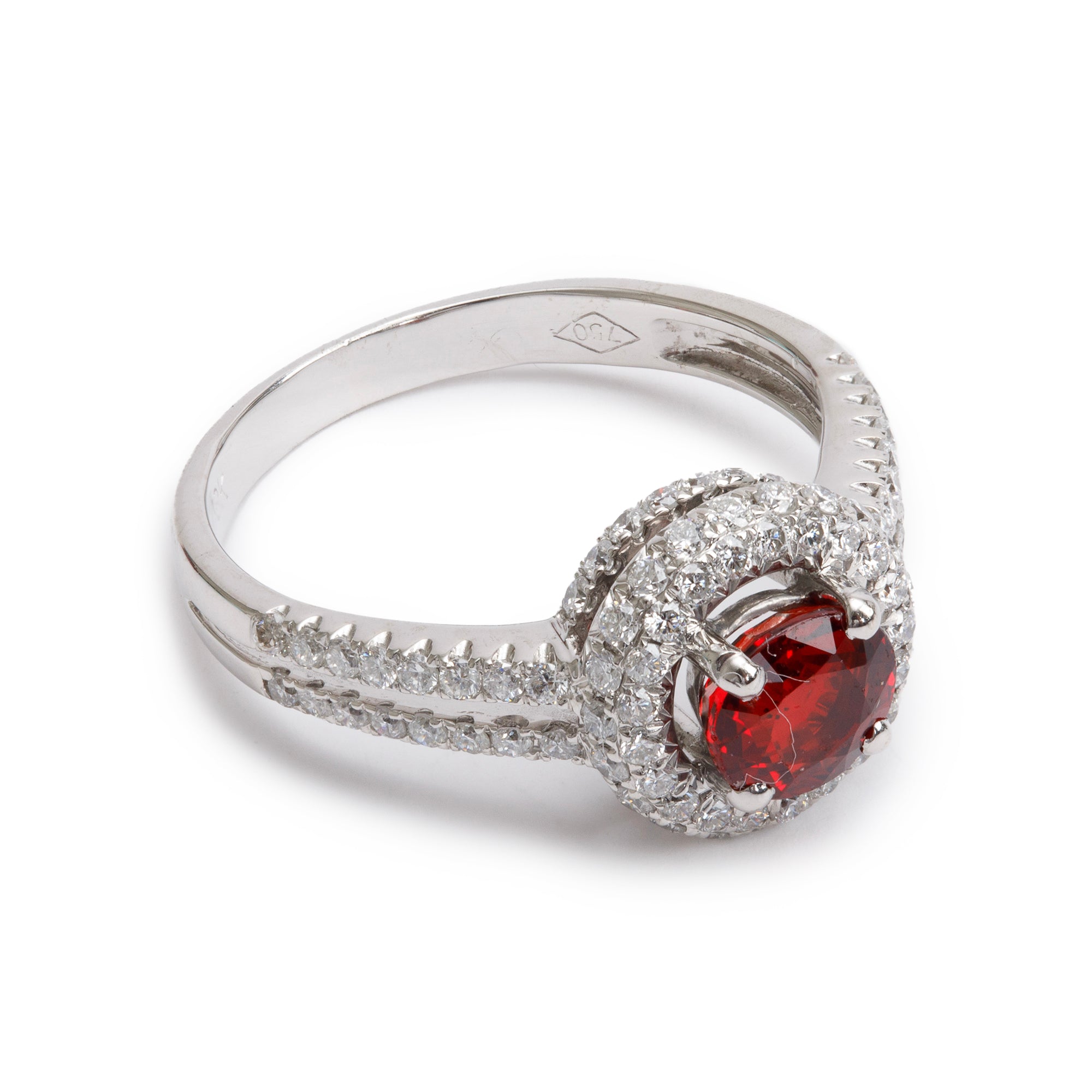 18k White Gold Ruby and Diamond Ring, Size 6.75