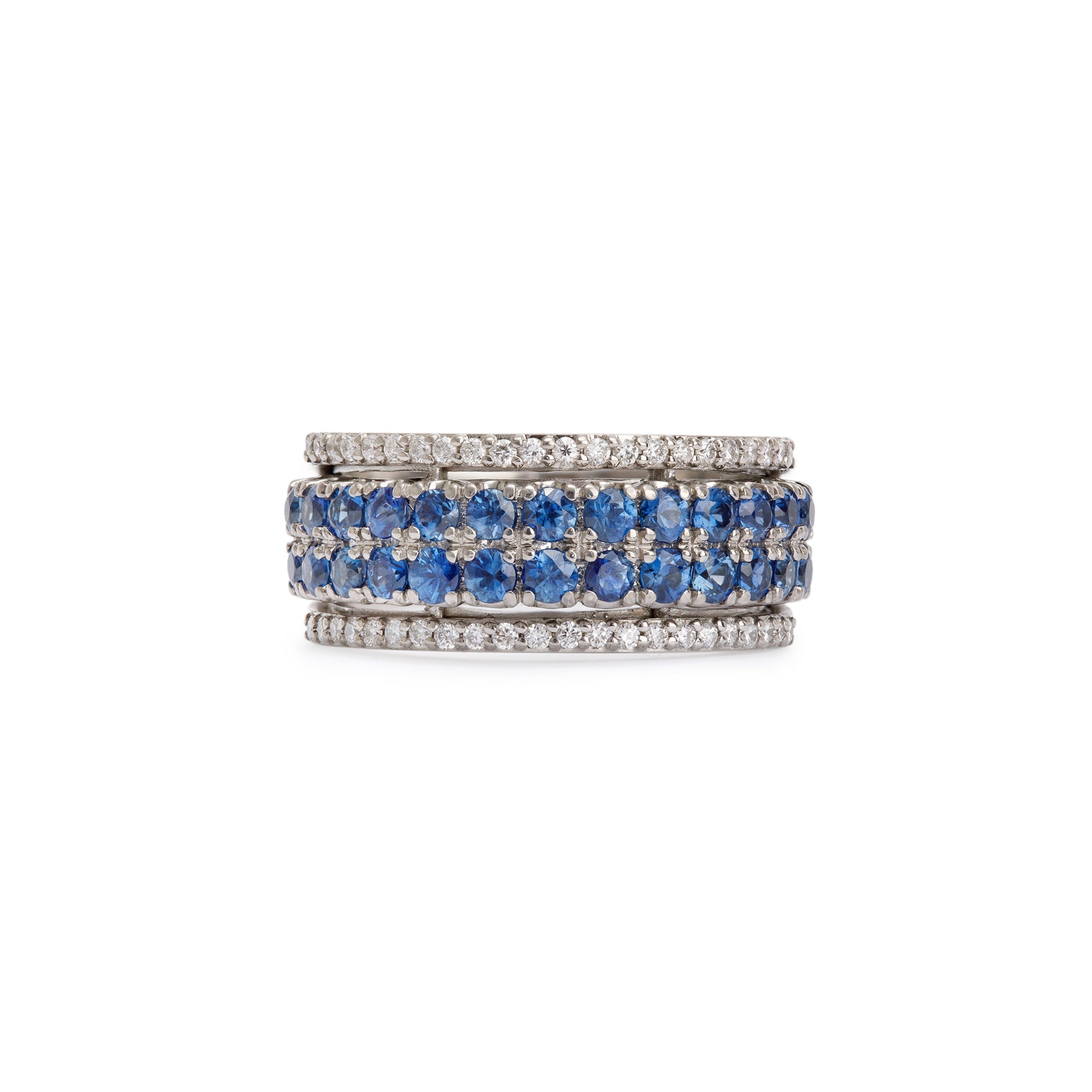 18k White Gold Sapphire & Diamond Band Ring