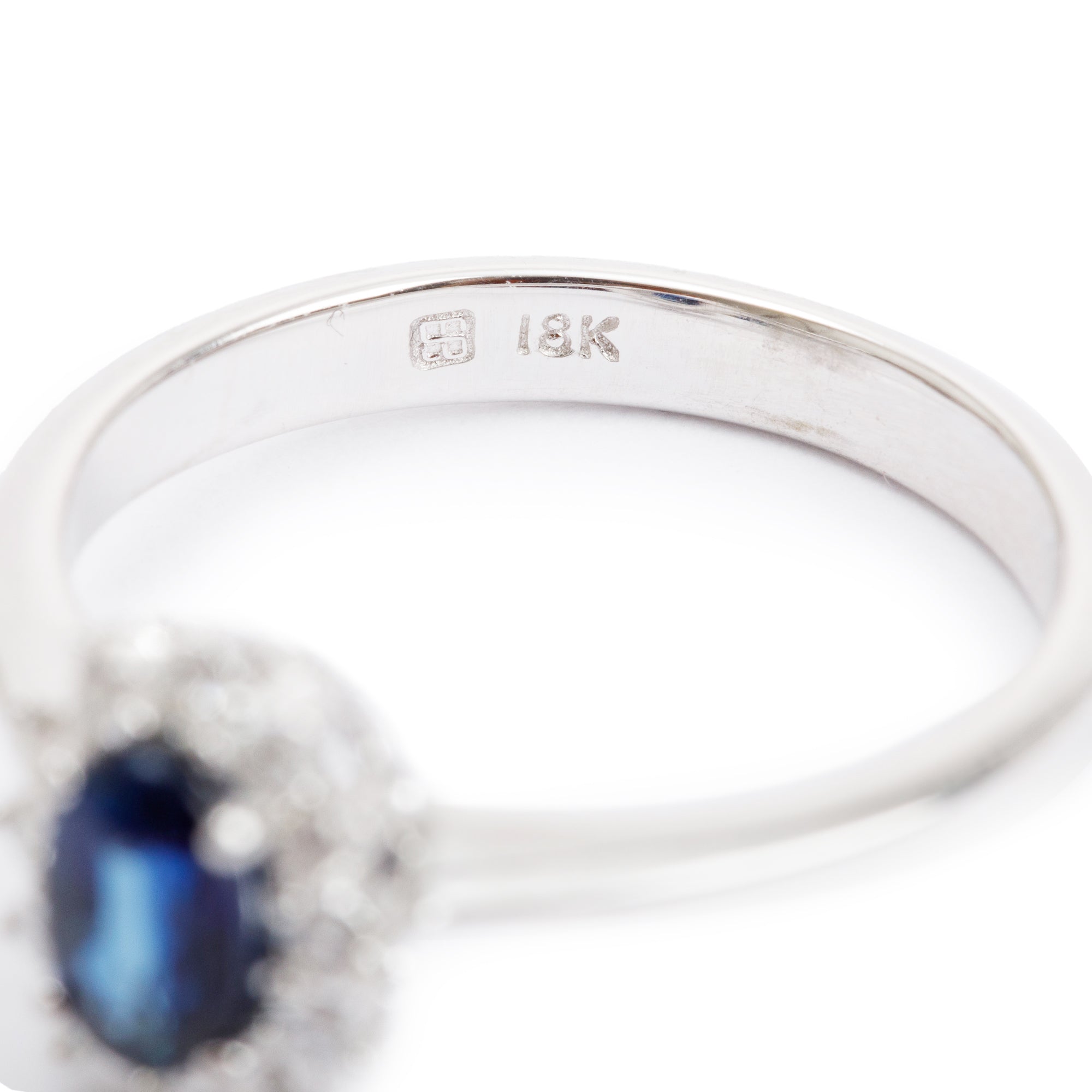 18k White Gold Sapphire & Diamond Cocktail Ring, Size 5.75
