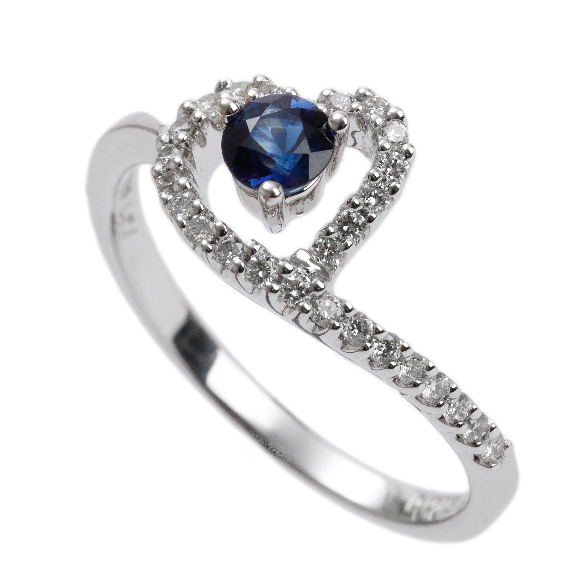 18k White Gold Sapphire & Diamond Ring, Size 6