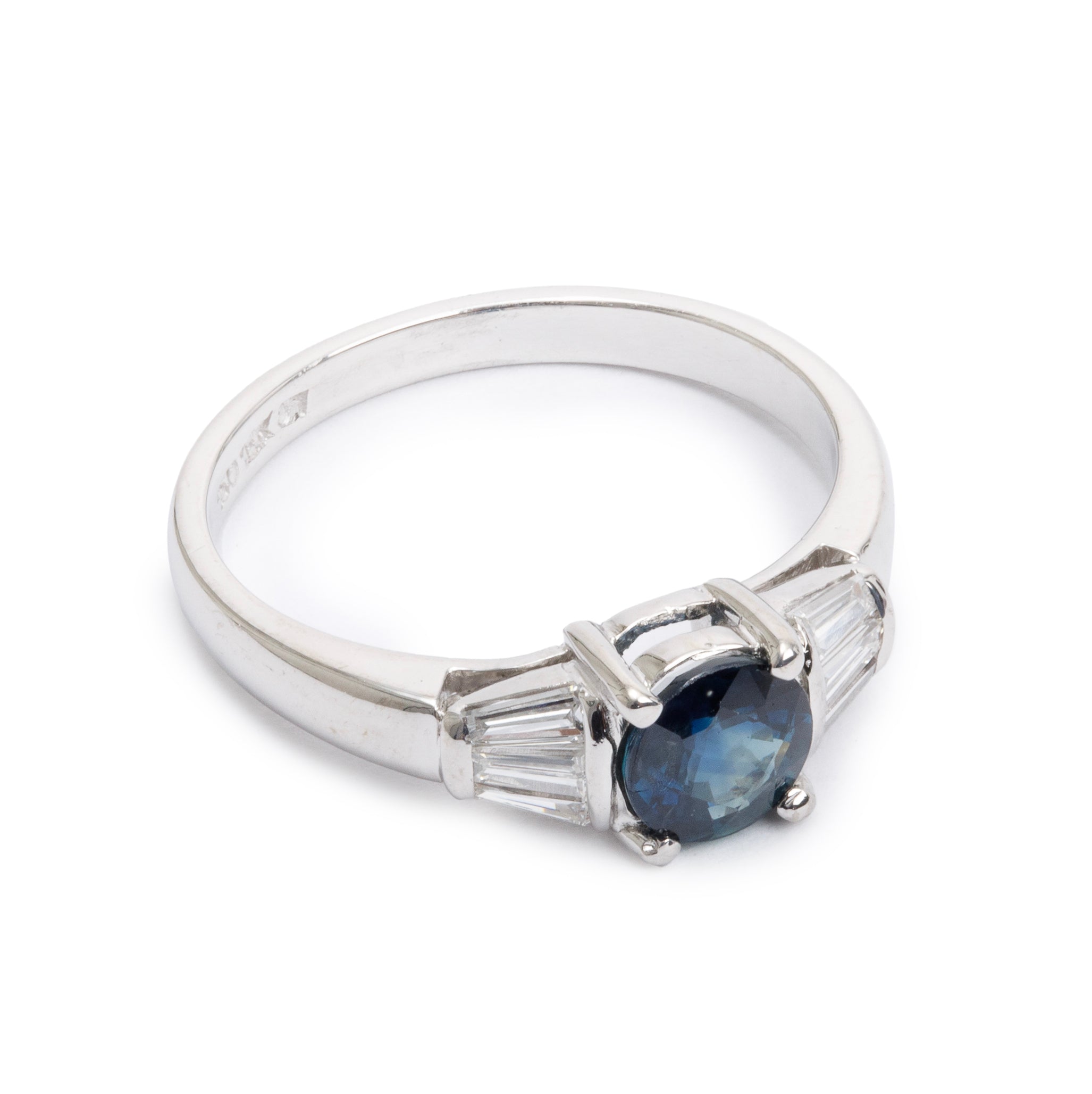18k White Gold Sapphire & Diamond Ring, Size 6.5