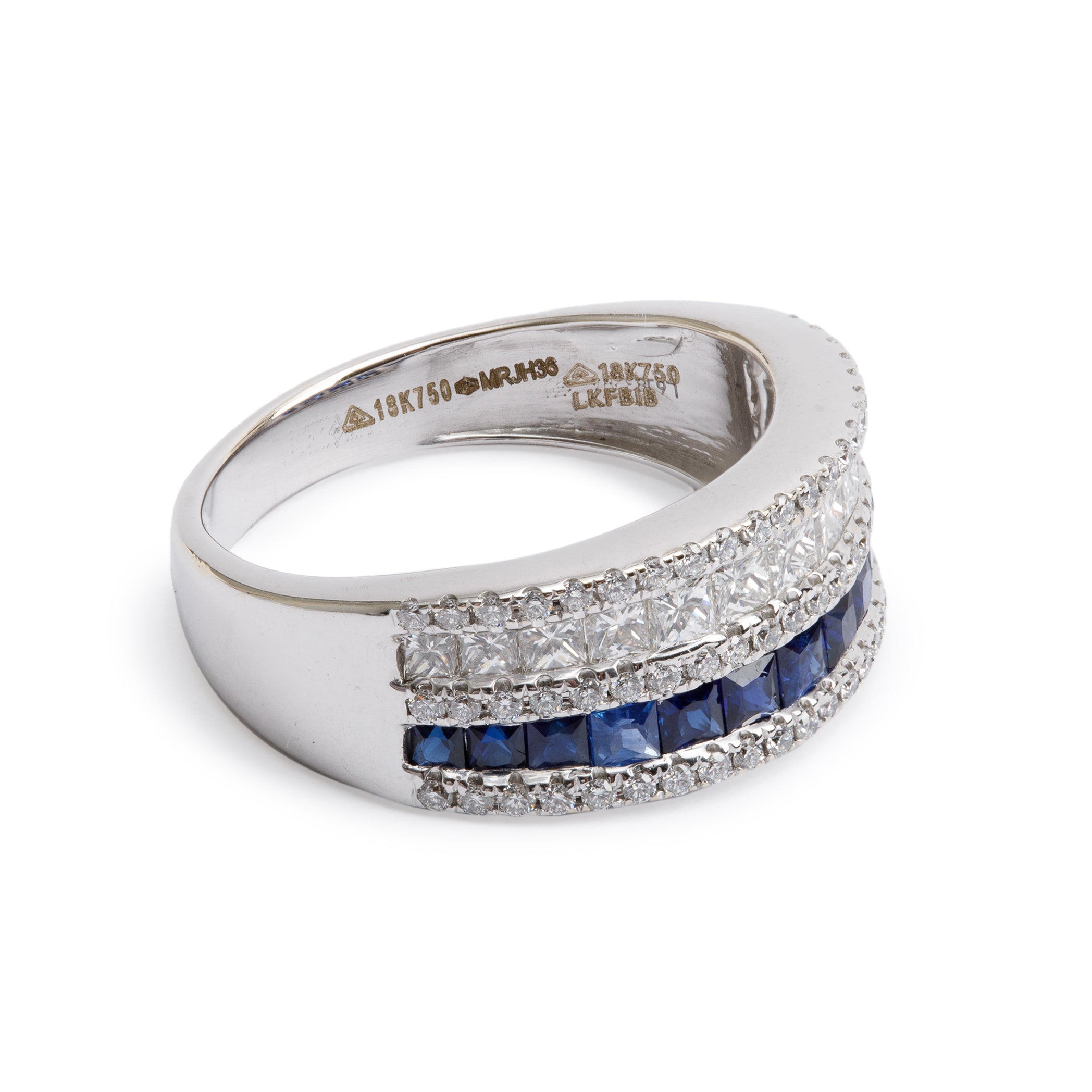 18k White Gold Sapphire & Diamond Ring, Size 7