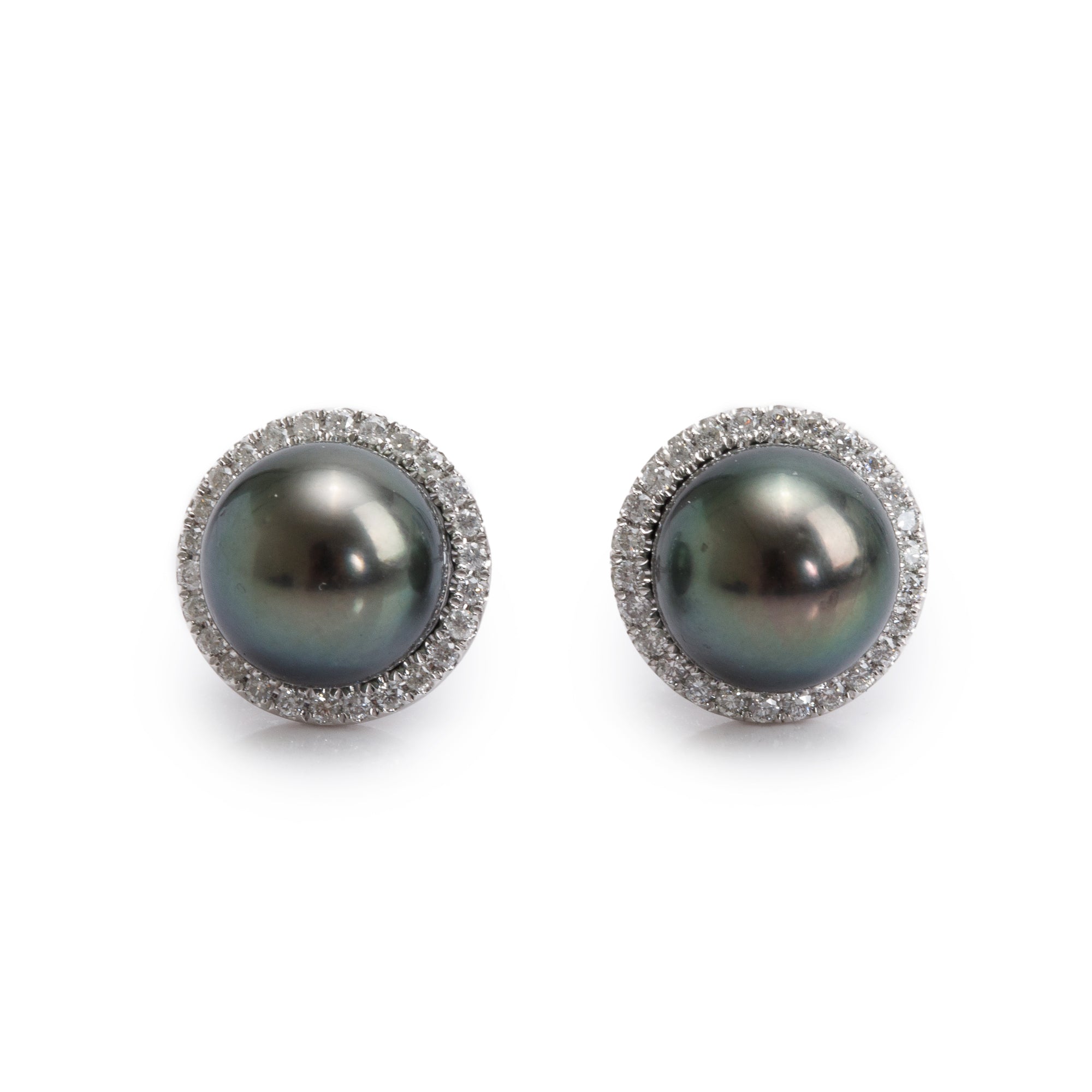 18k White Gold South Sea Pearl & Diamond Earrings