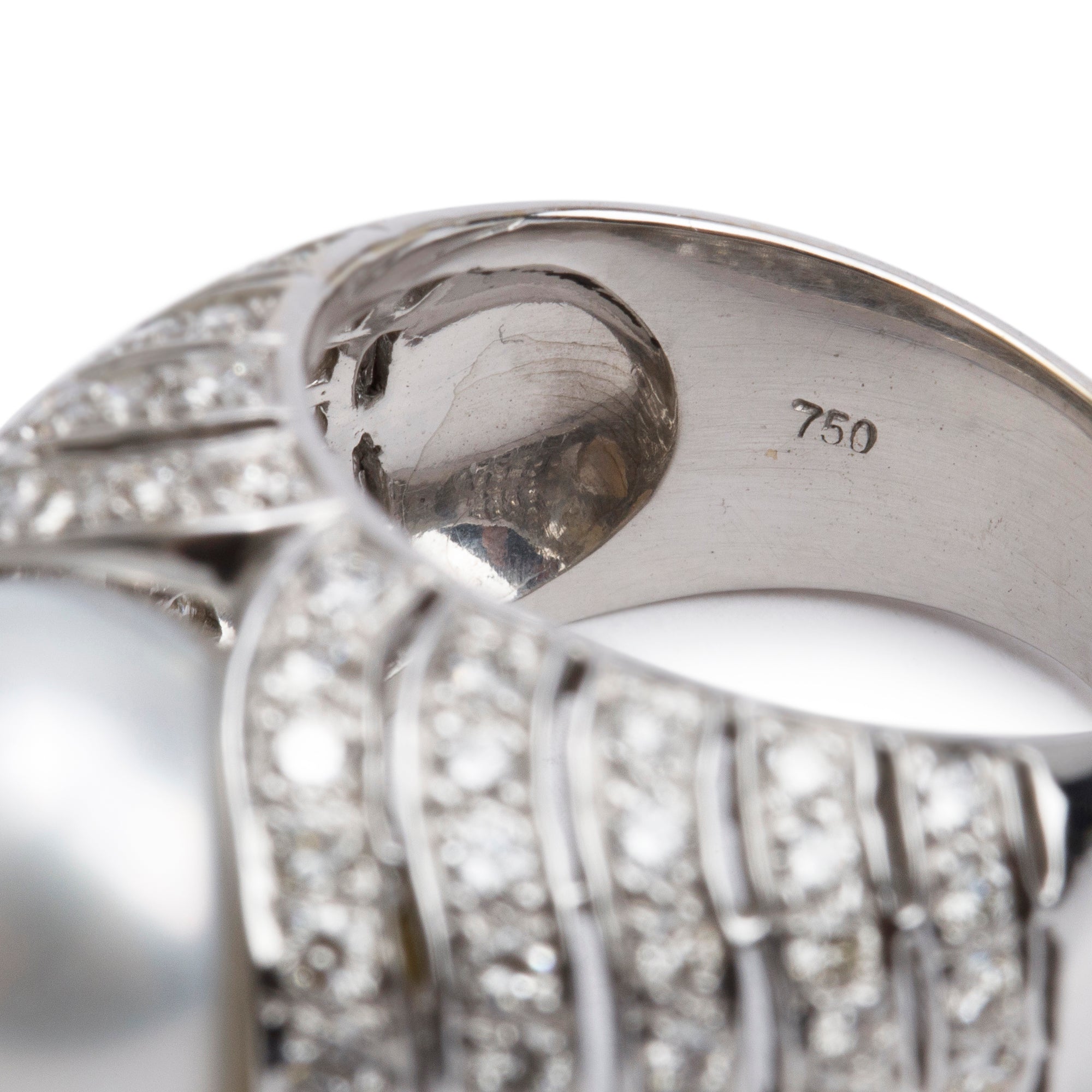 18k White Gold South Sea Pearl & Diamond Ring, Size 5