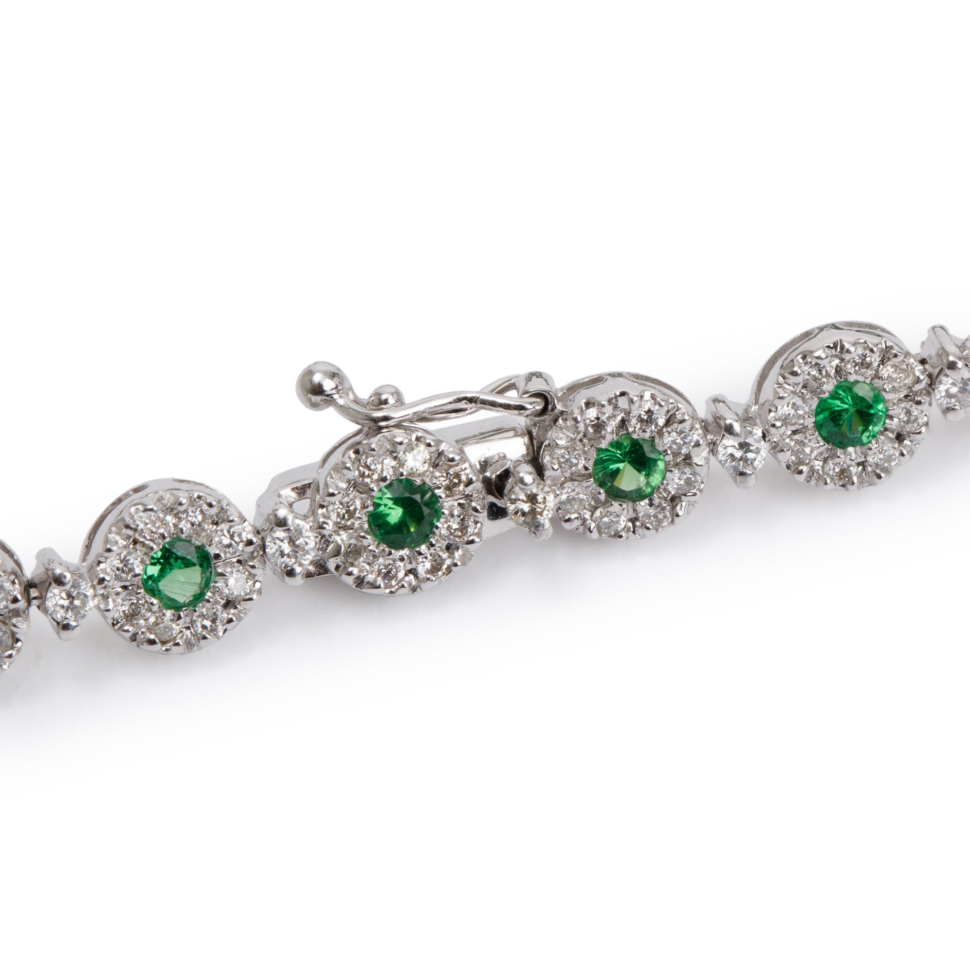 18k White Gold Tsavorite & Diamond Link Bracelet