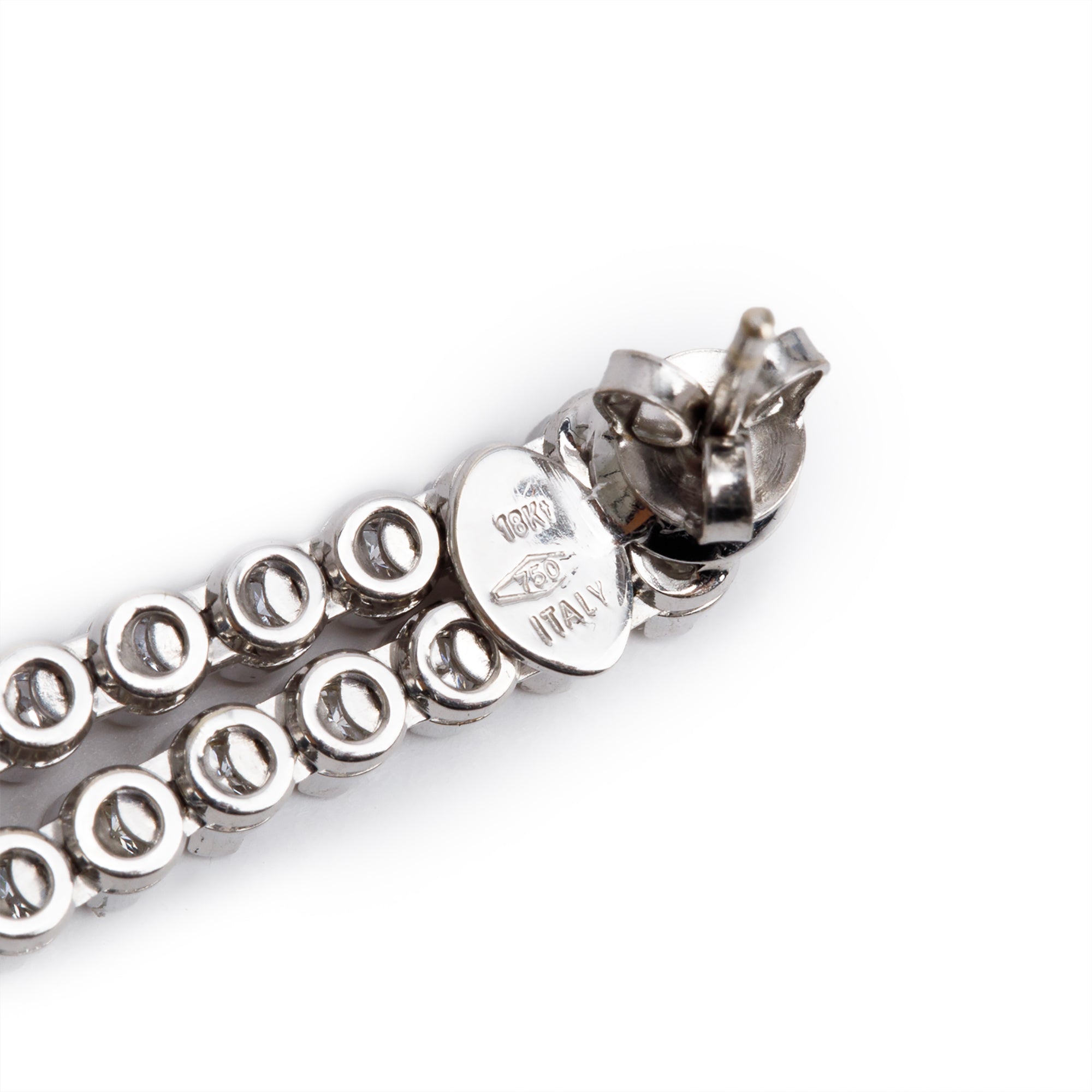 18k White Gold Two-Row Natural Green & White Diamond Drop Earrings