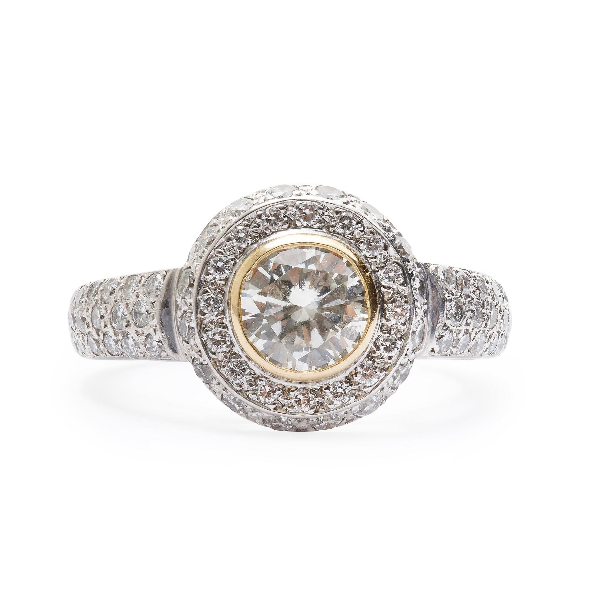 18k White and Yellow Gold 1.10 ct. Diamond Engagement Ring