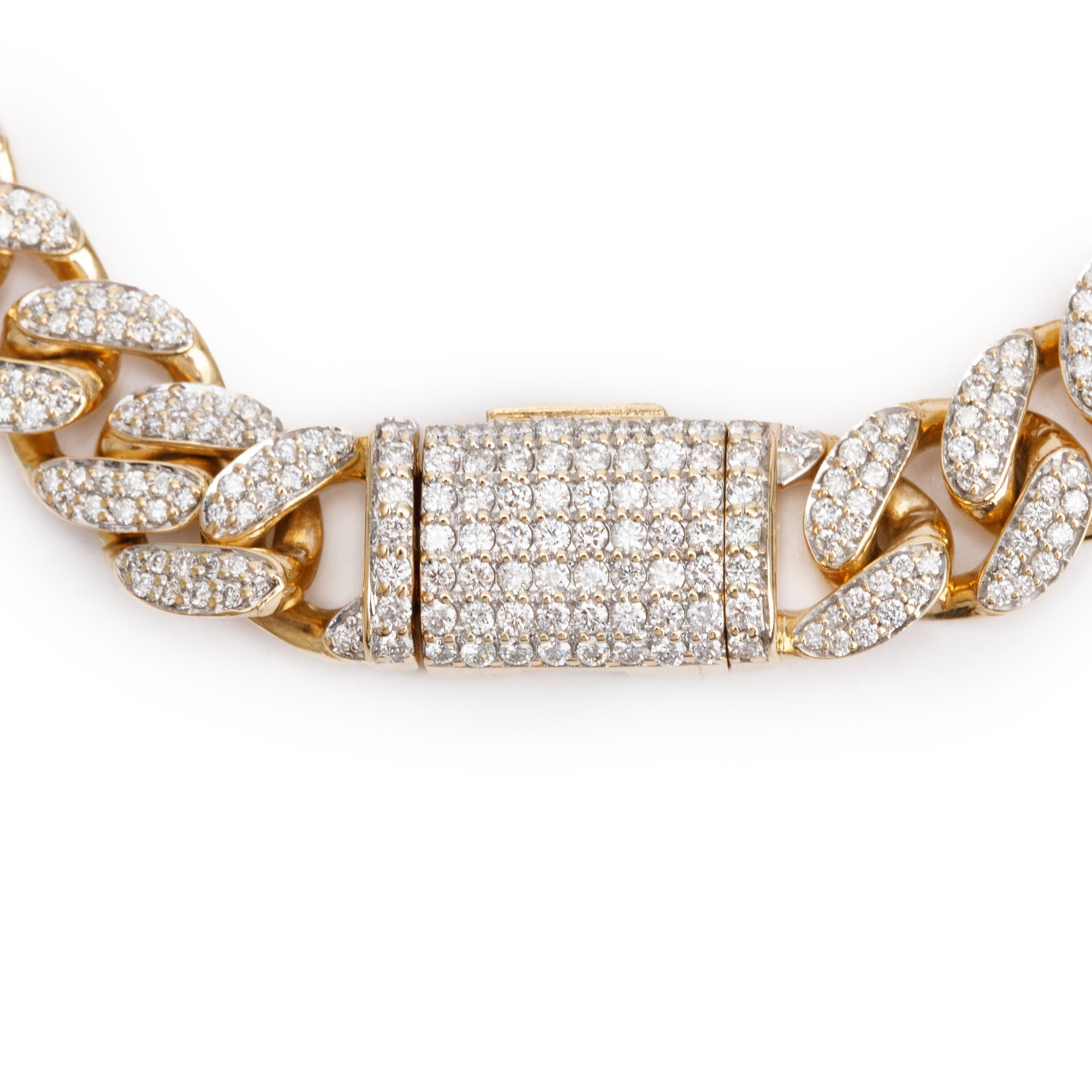18k Yellow Gold Pave Diamond Cuban Link Bracelet
