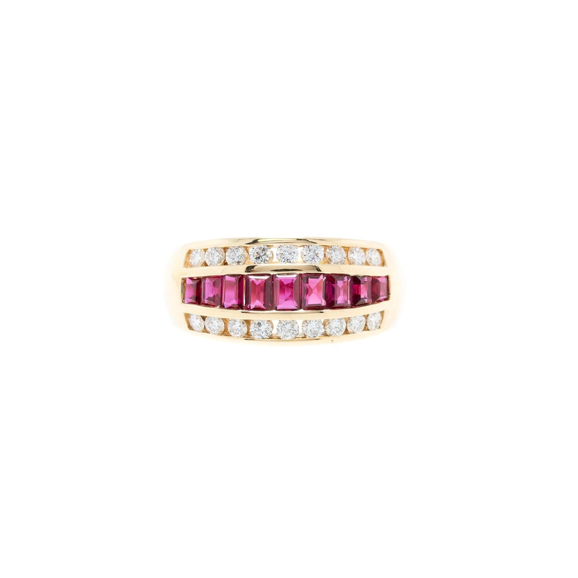 18k Yellow Gold Ruby & Diamond Ring