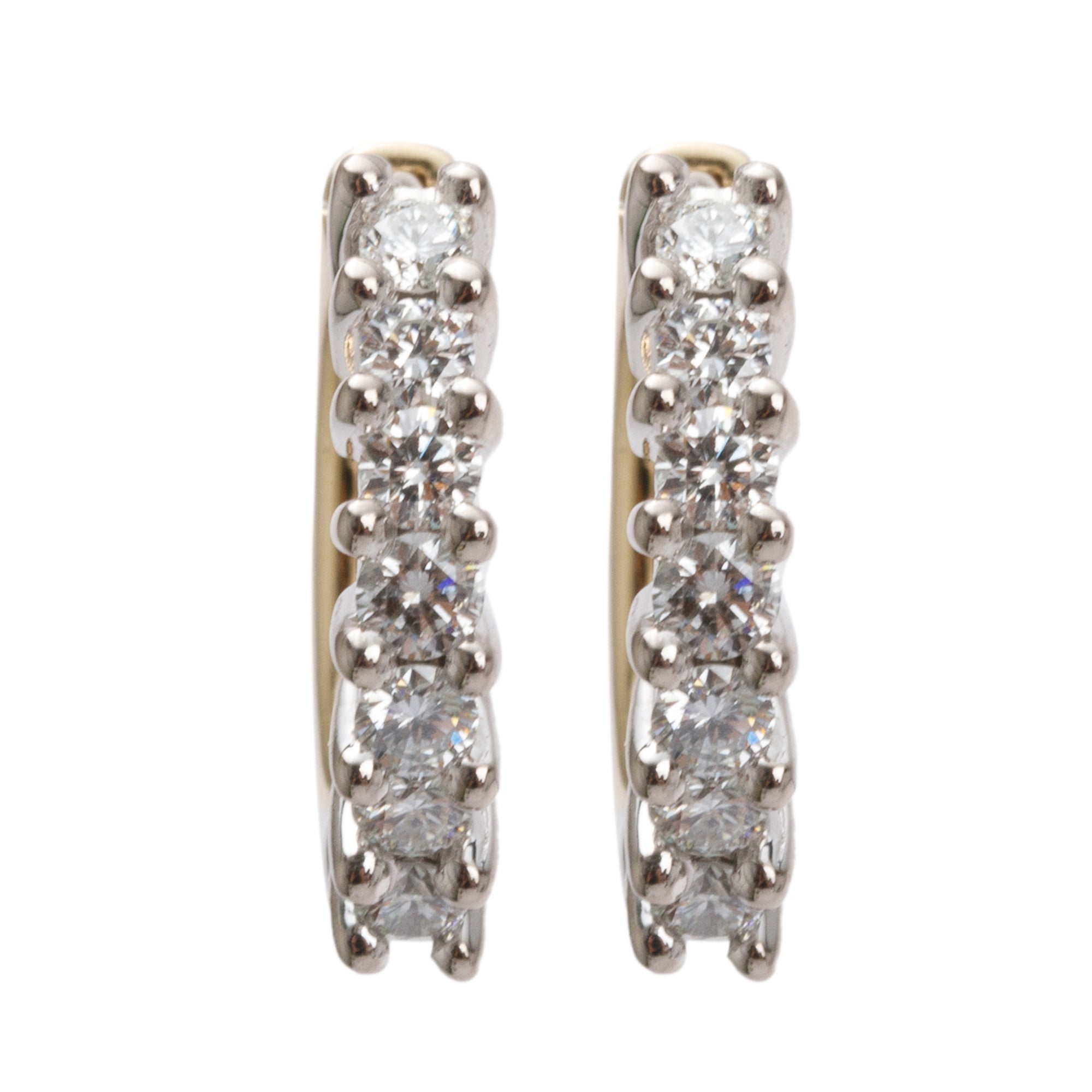 18k Yellow & White Gold 1.00 tcw. Diamond Huggie Earrings