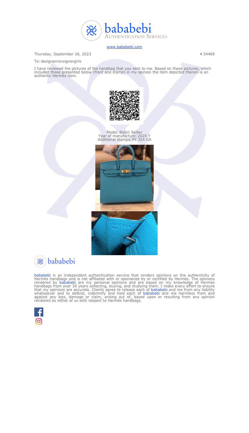Hermes 2020 Blue Epsom Birkin Sellier 25 w/ Box