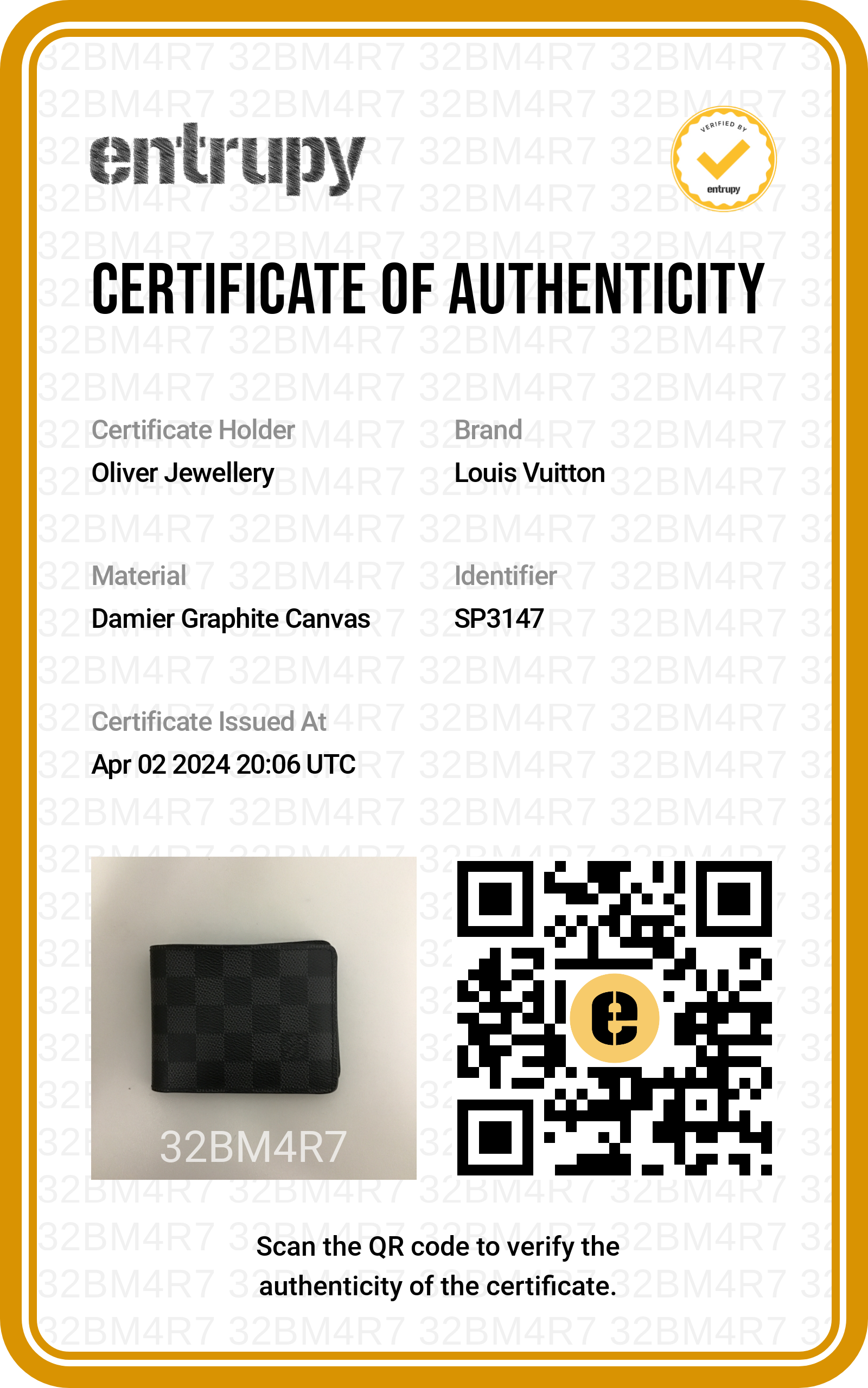 Louis Vuitton Damier Graphite Slender Wallet w/ Box