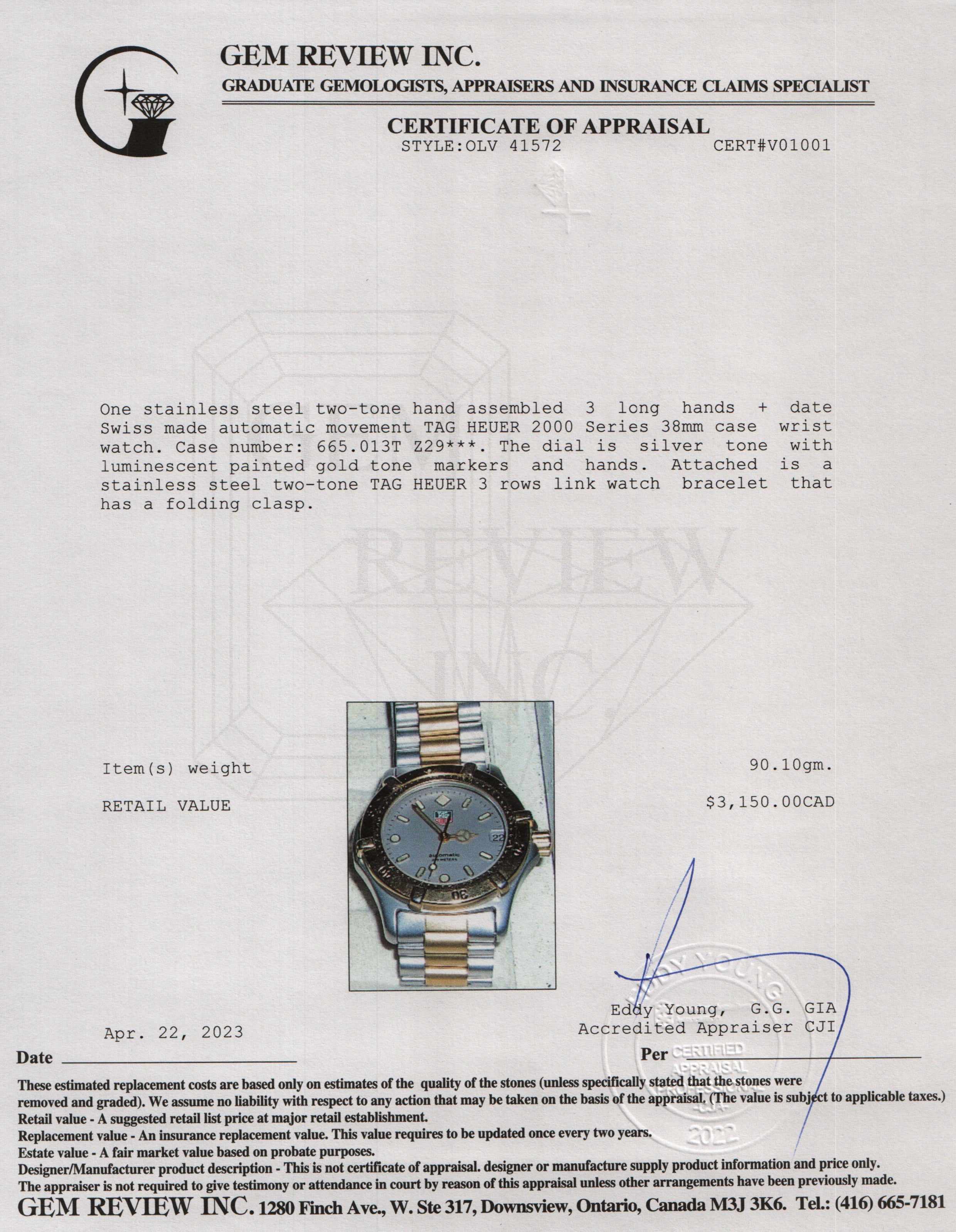 Tag Heuer Two-Tone 2000 Series Automatic Watch