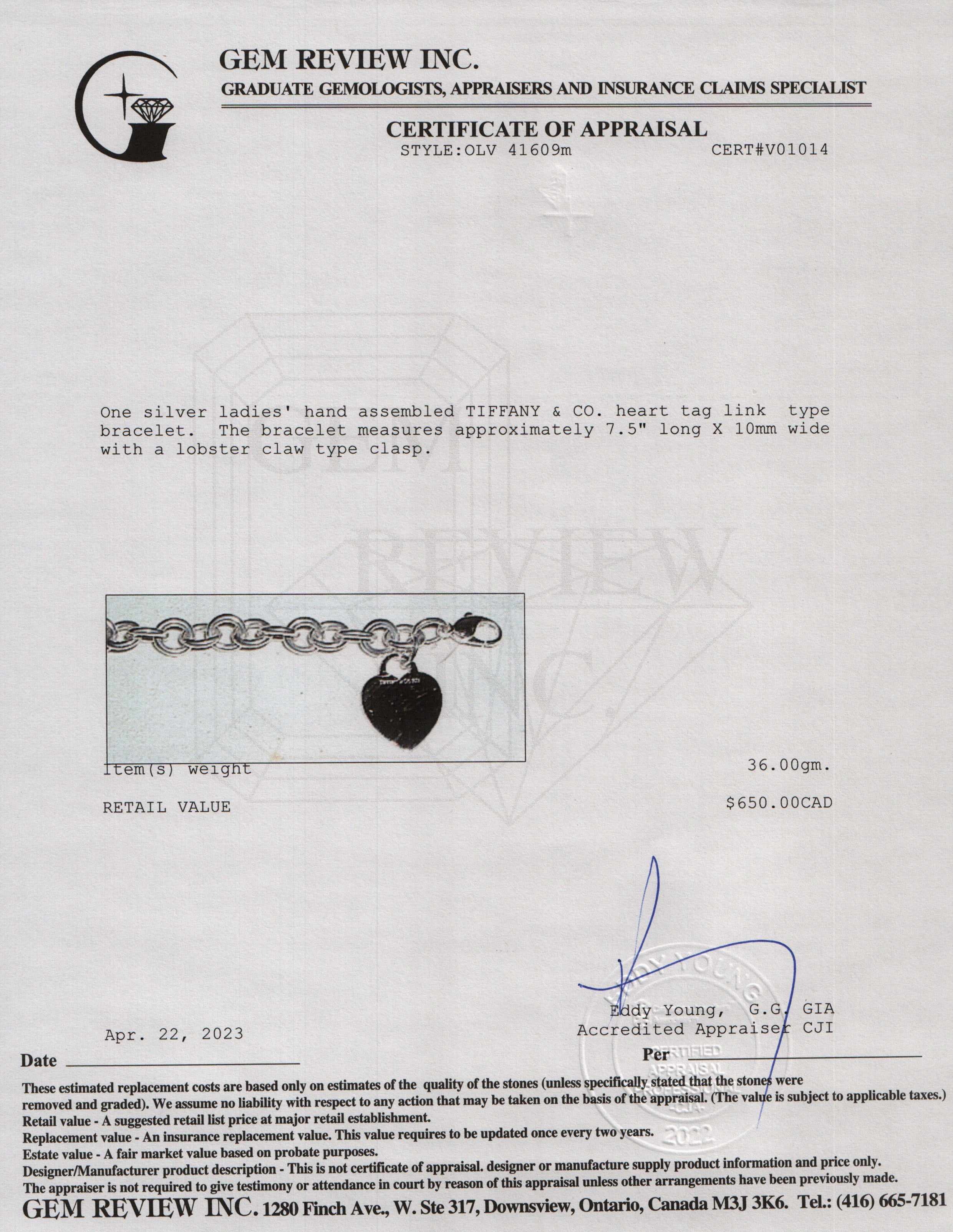 Tiffany & Co. Heart Tag Charm Bracelet
