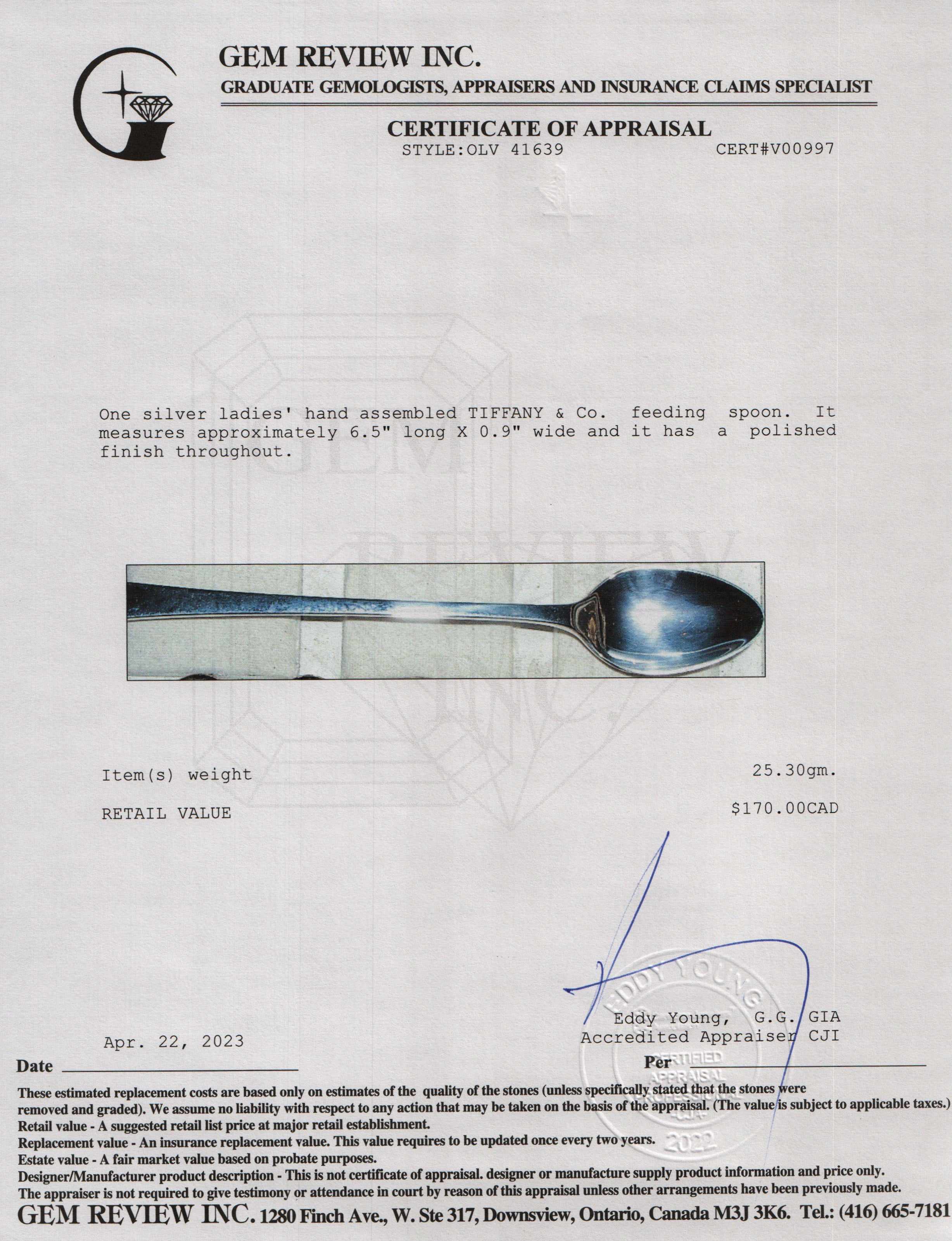 Tiffany & Co. Sterling Silver Feeding Spoon